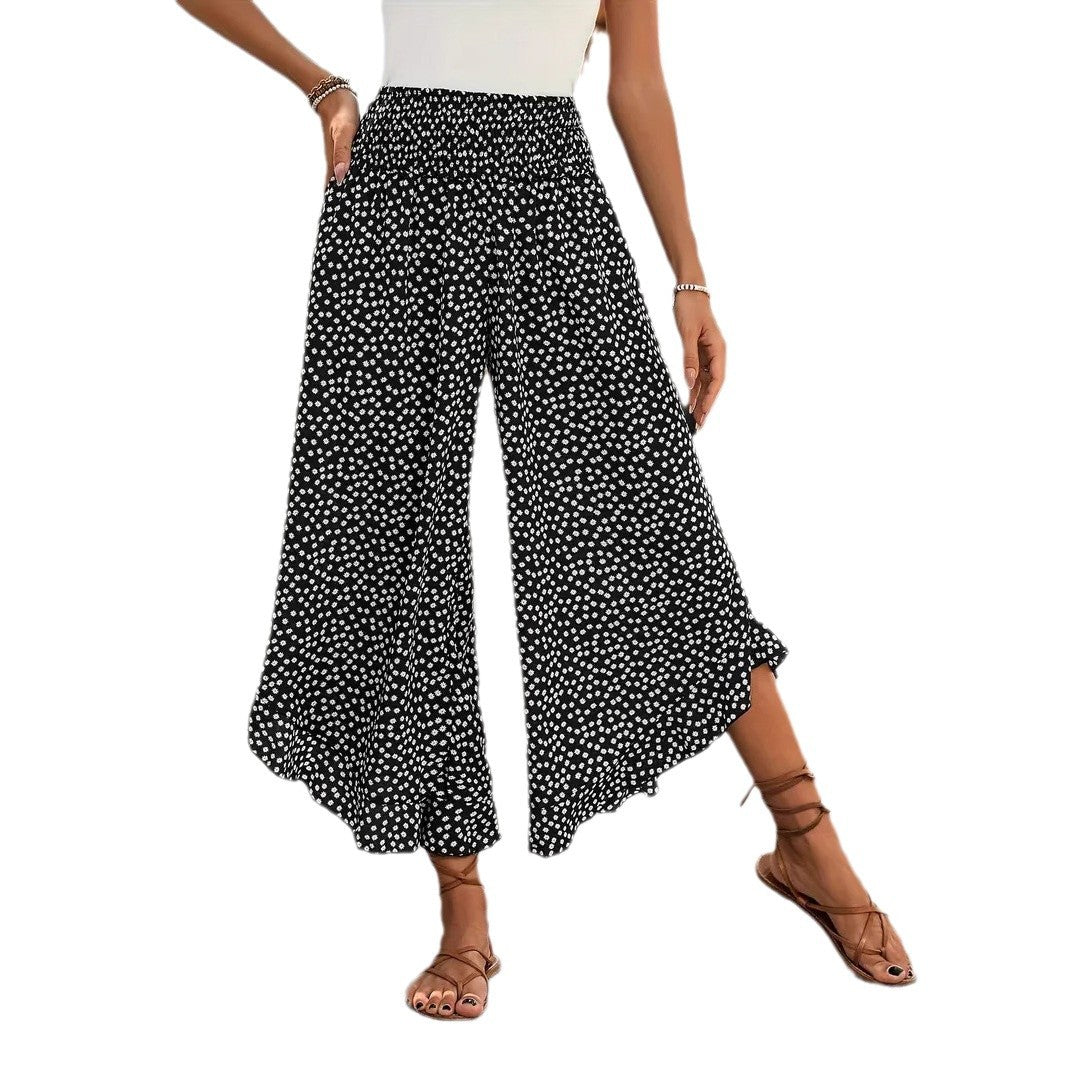 Pantalon Large Taille Haute à Pois - détail motif pois