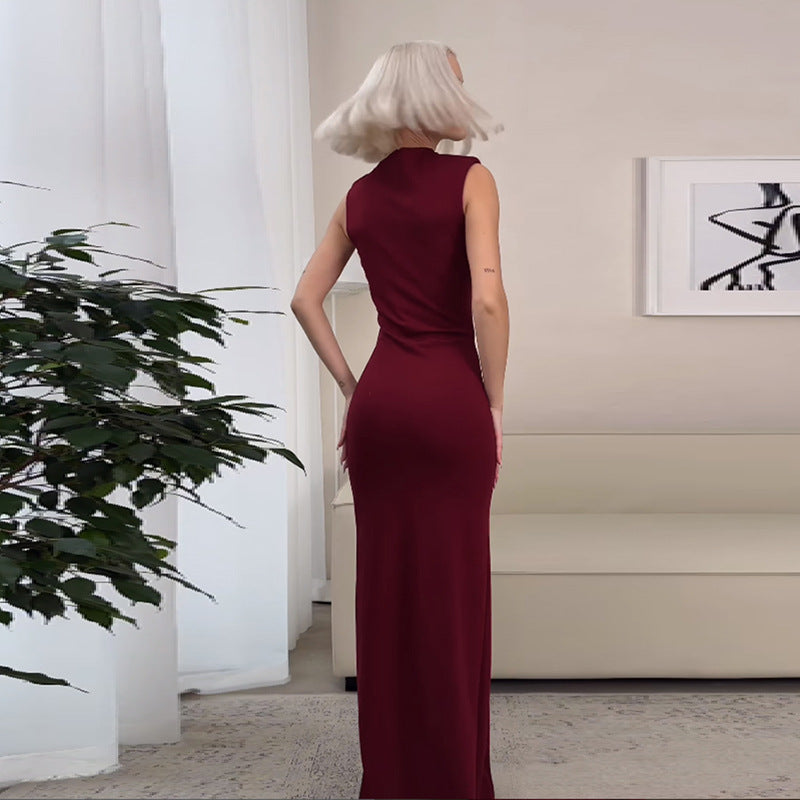 Détail de la fente jambe de la robe longue