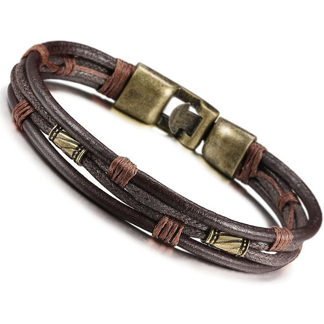Bracelet Cuir Tressé Homme Style Rétro Dark. D, bijou officiel merch électro DΛЯK.D STORE