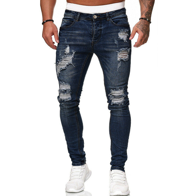 Jean Skinny Déchiré Homme - porté en extérieur