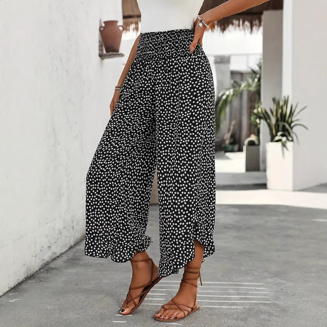 Pantalon Large Taille Haute à Pois - coloris disponibles