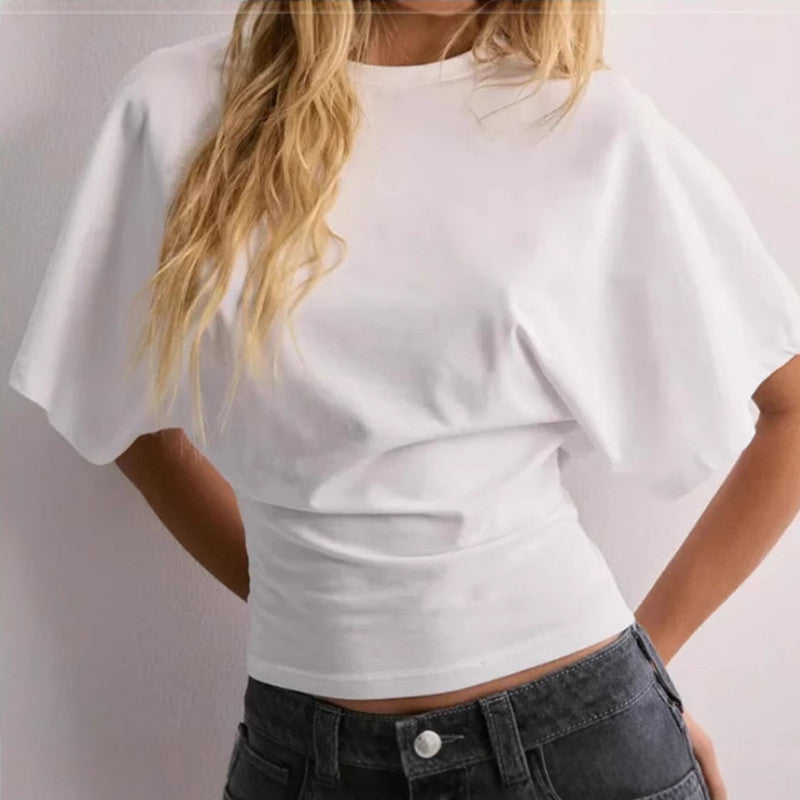 T-shirt femme manches chauve-souris - détail matière