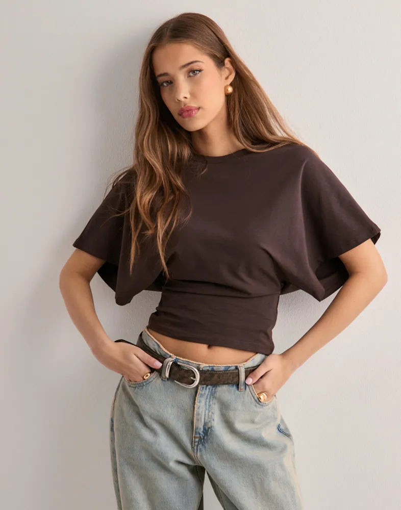 T-shirt femme manches chauve-souris - vue de face, autre coloris