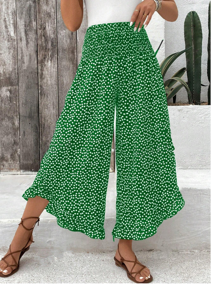 Pantalon Large Taille Haute à Pois - gros plan taille