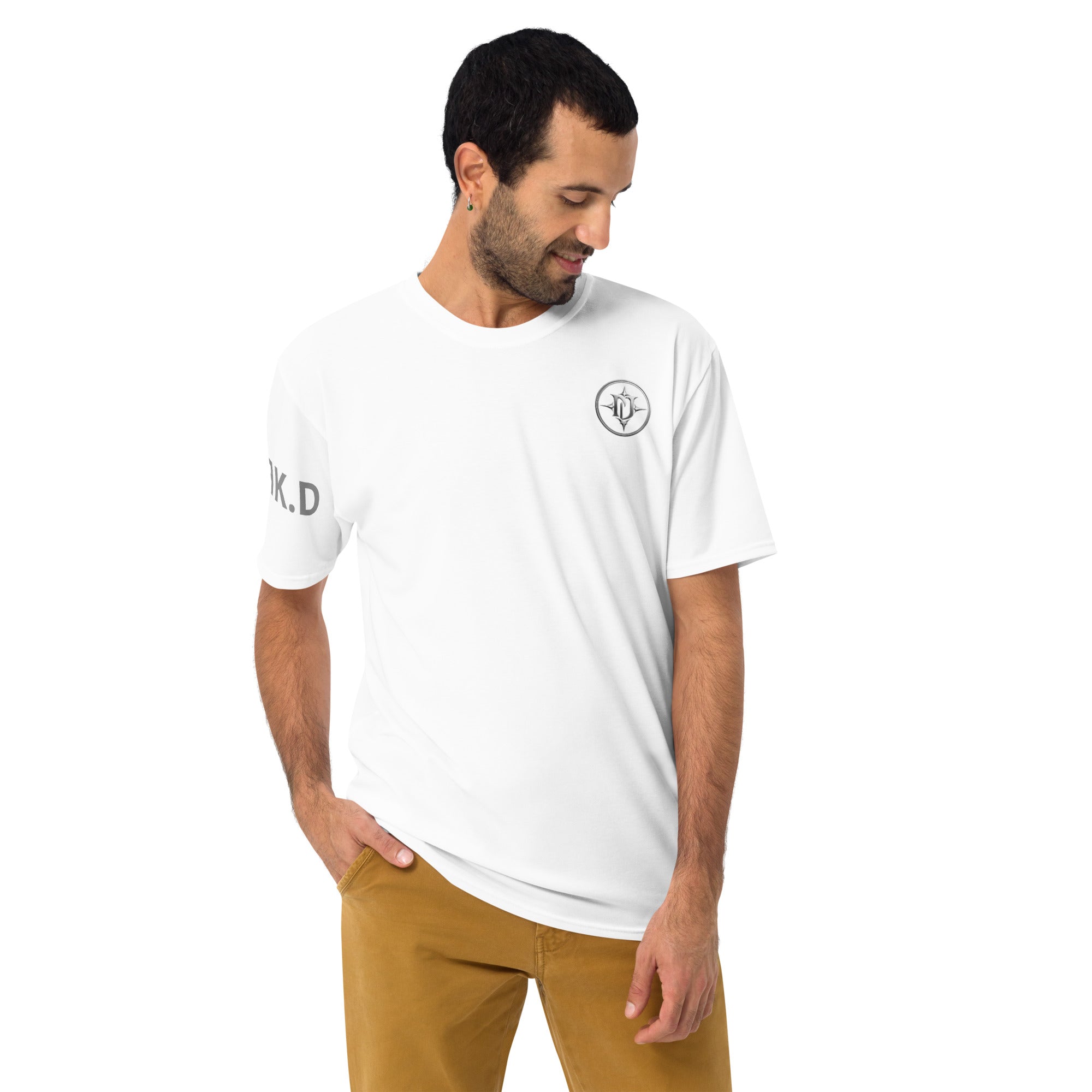 T-shirt Homme Col Rond blanc porté - vue de face