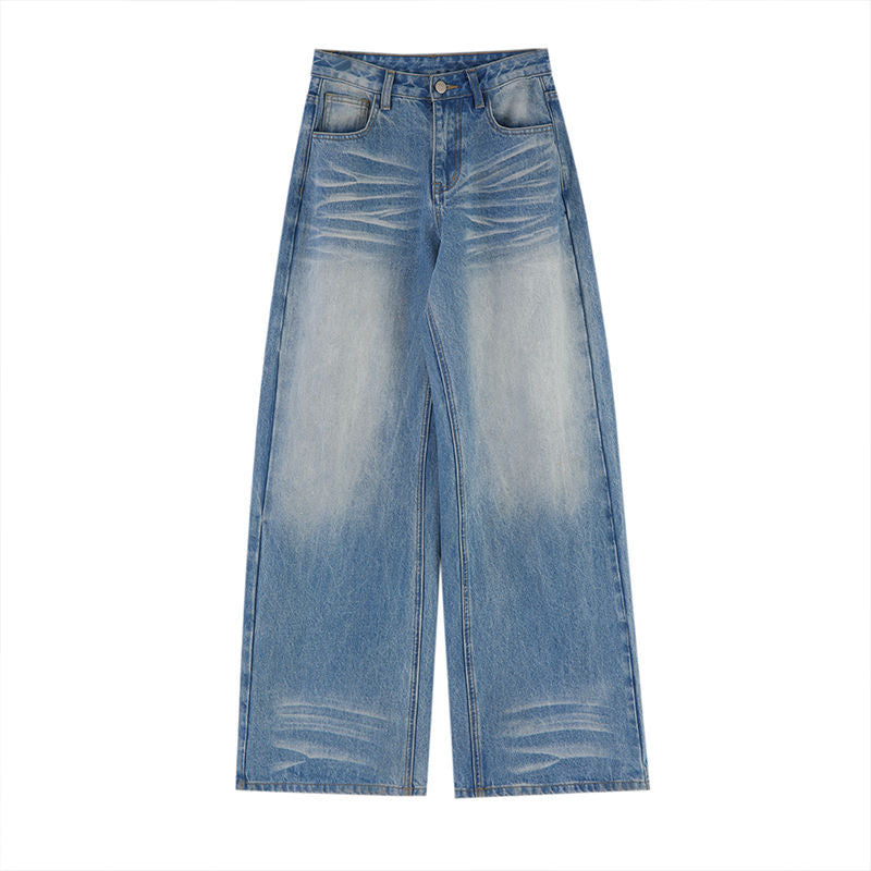 Jean large taille haute délavé, vue de dos