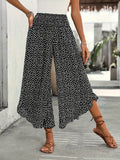 Pantalon Large Taille Haute à Pois - vue de profil