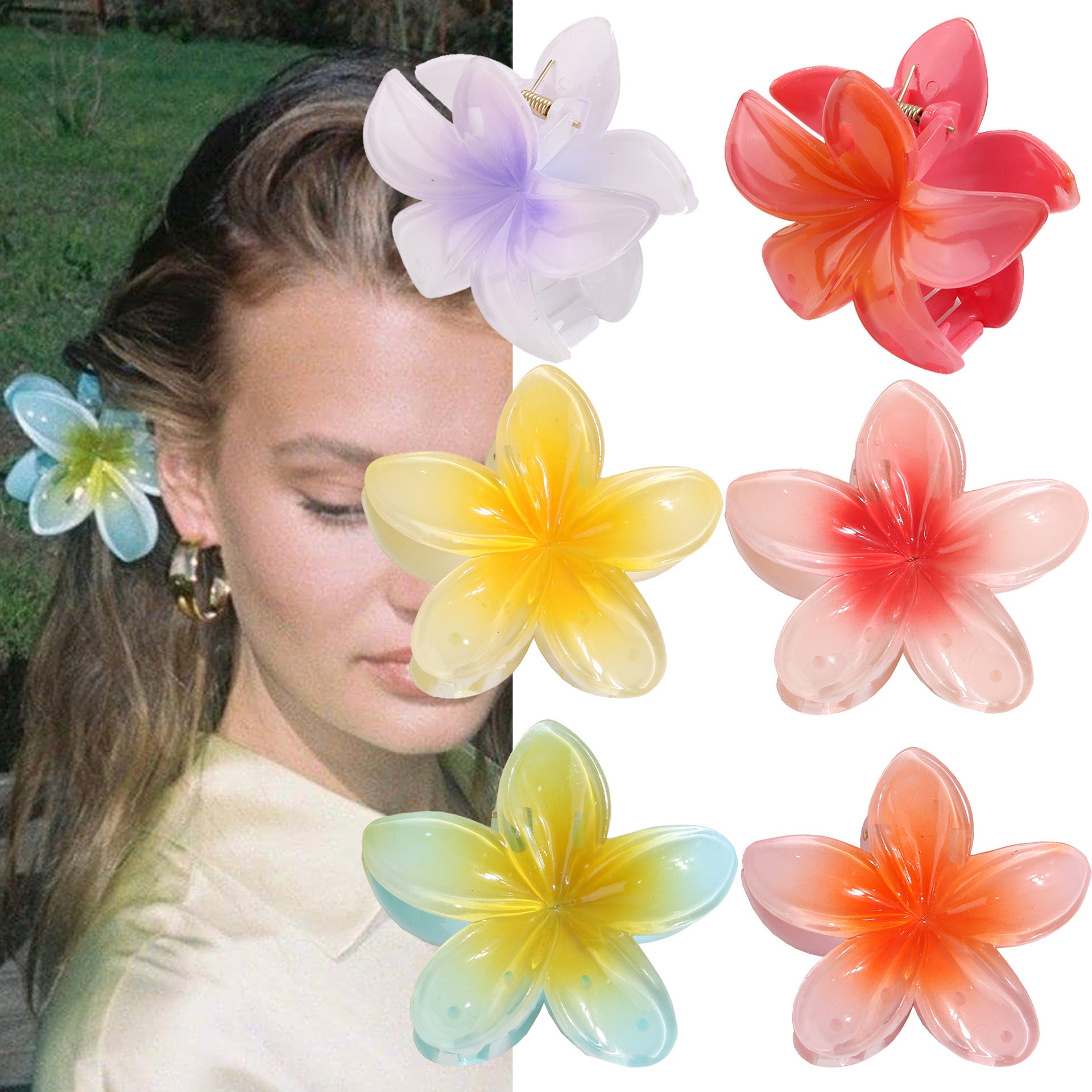 Pince à Cheveux Fleur Plumeria, merch officiel électro DΛЯK.D STORE