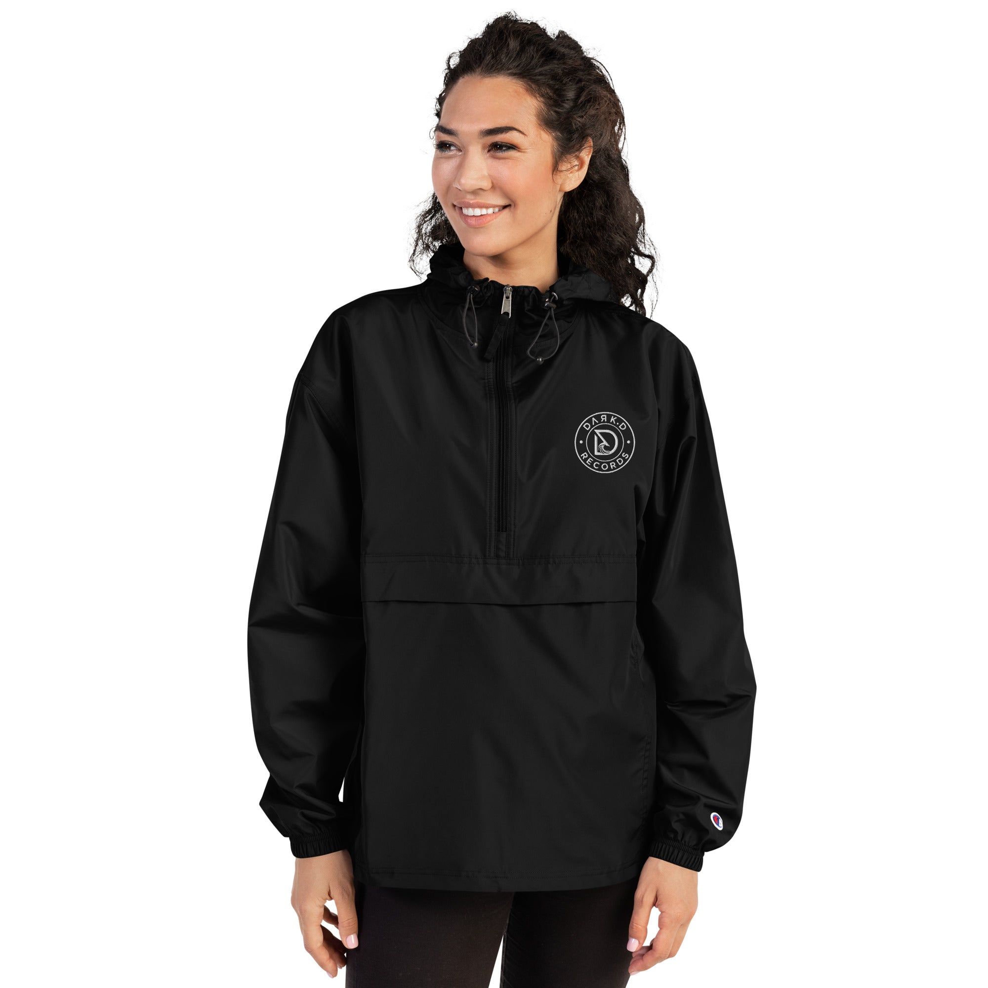 Veste Packable Champion Brodée DARK.D STORE, coloris Black, vue de face