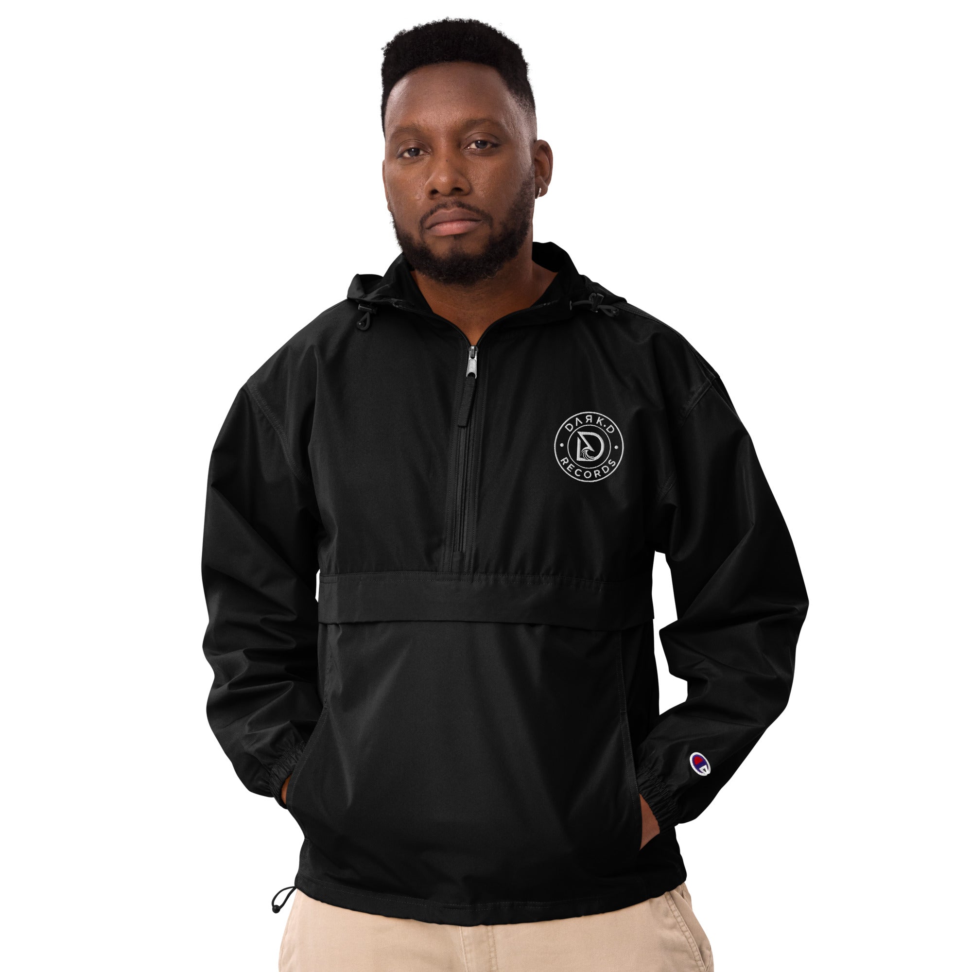 Veste Packable Champion Brodée DARK.D STORE, coloris Black, vue de face