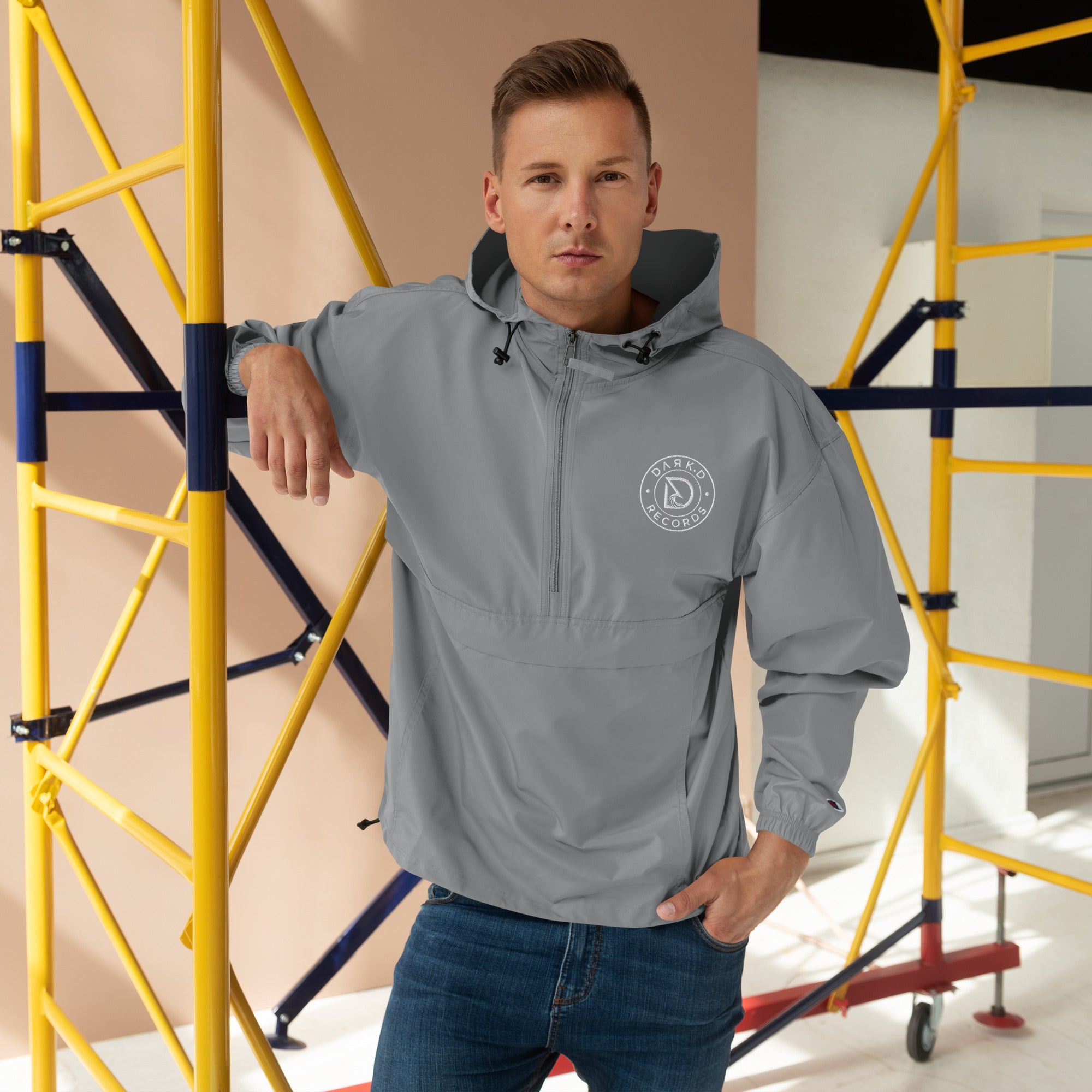 Veste Packable Champion Brodée DARK.D STORE, coloris Graphite, vue de face
