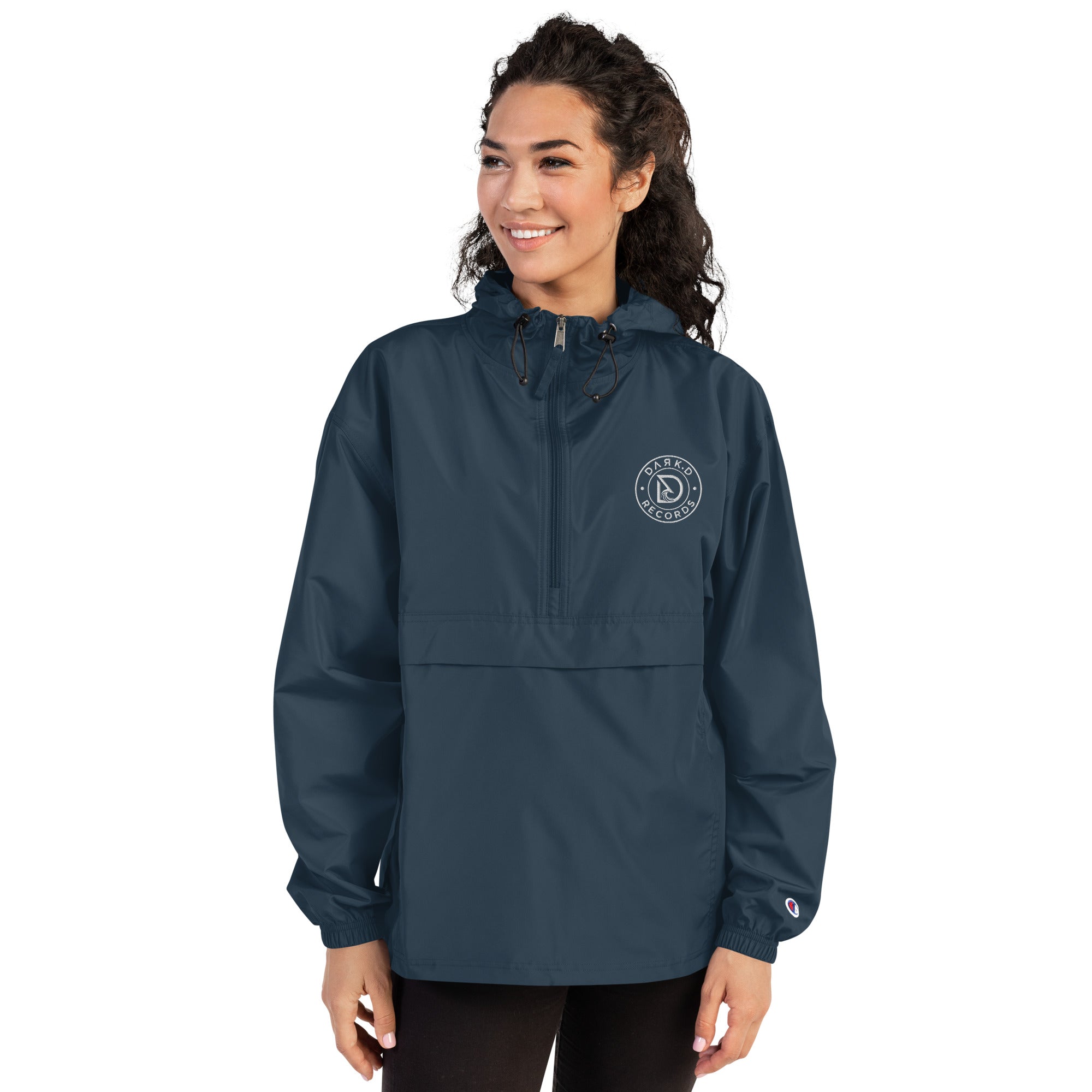 Veste Packable Champion Brodée DARK.D STORE, coloris Navy, vue de face