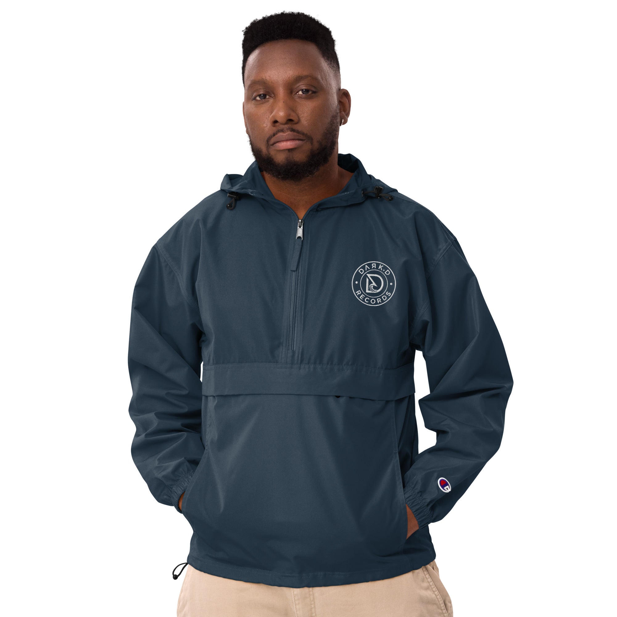 Veste Packable Champion Brodée DARK.D STORE, coloris Navy, vue de face