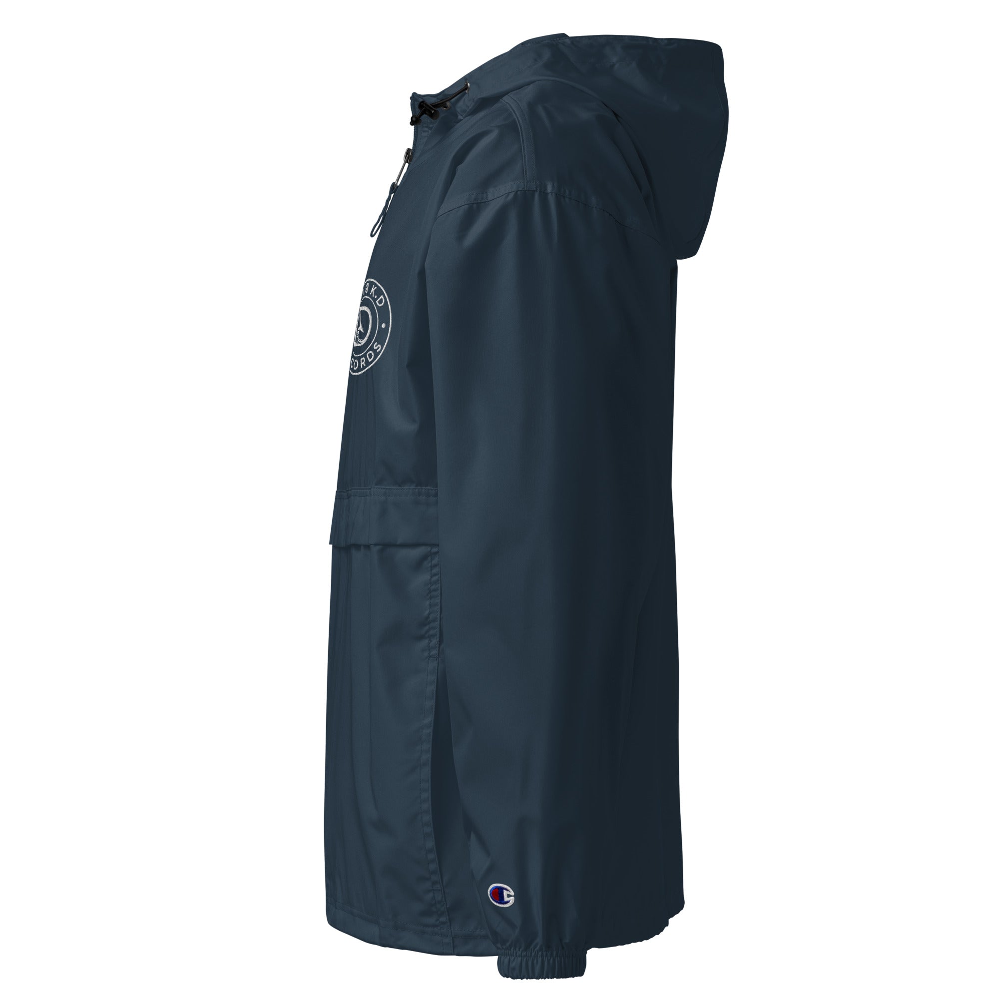 Veste Packable Champion Brodée DARK.D STORE, coloris Navy, vue de côté gauche