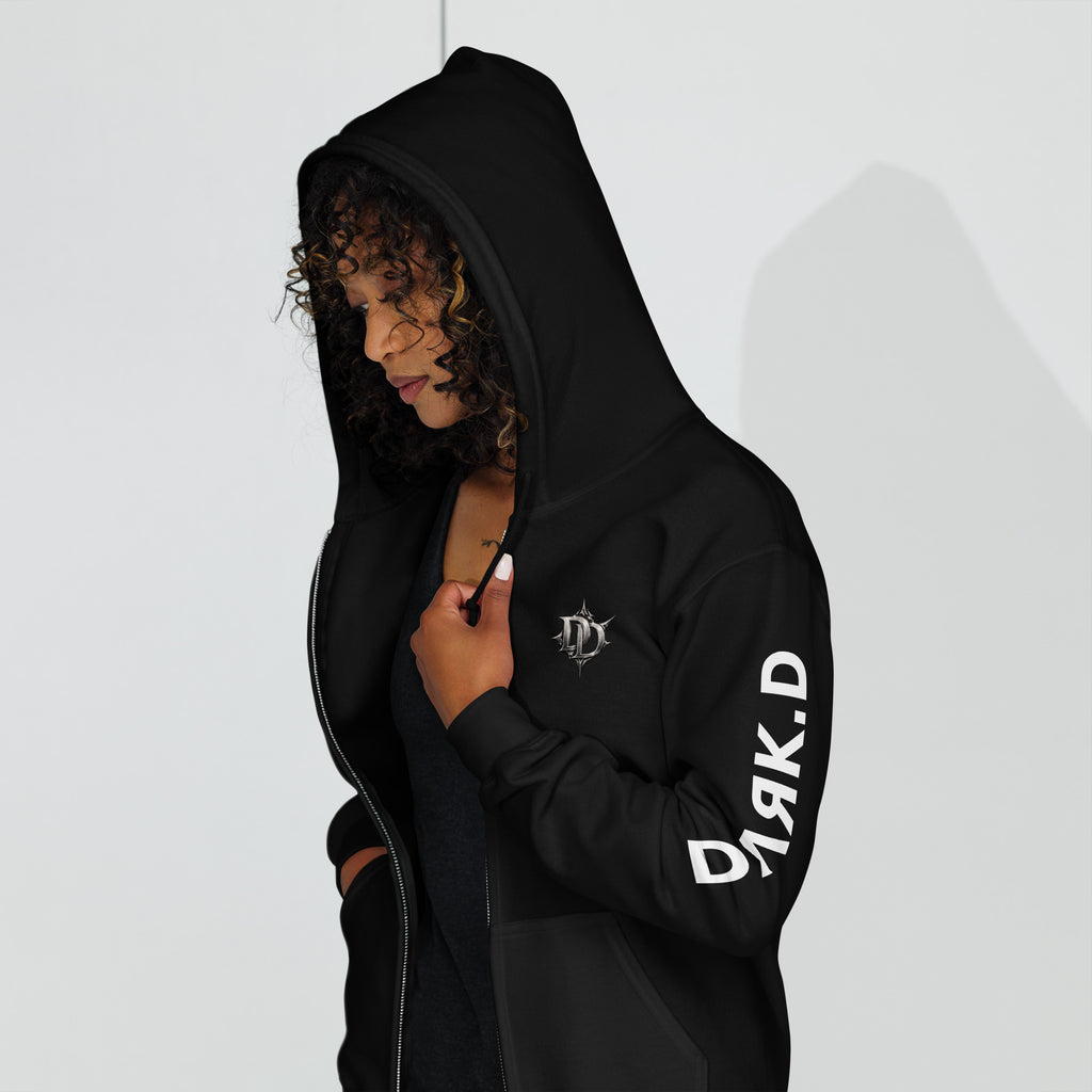 Hoodie Zippé Dark. D, merch officiel électro DΛЯK.D STORE