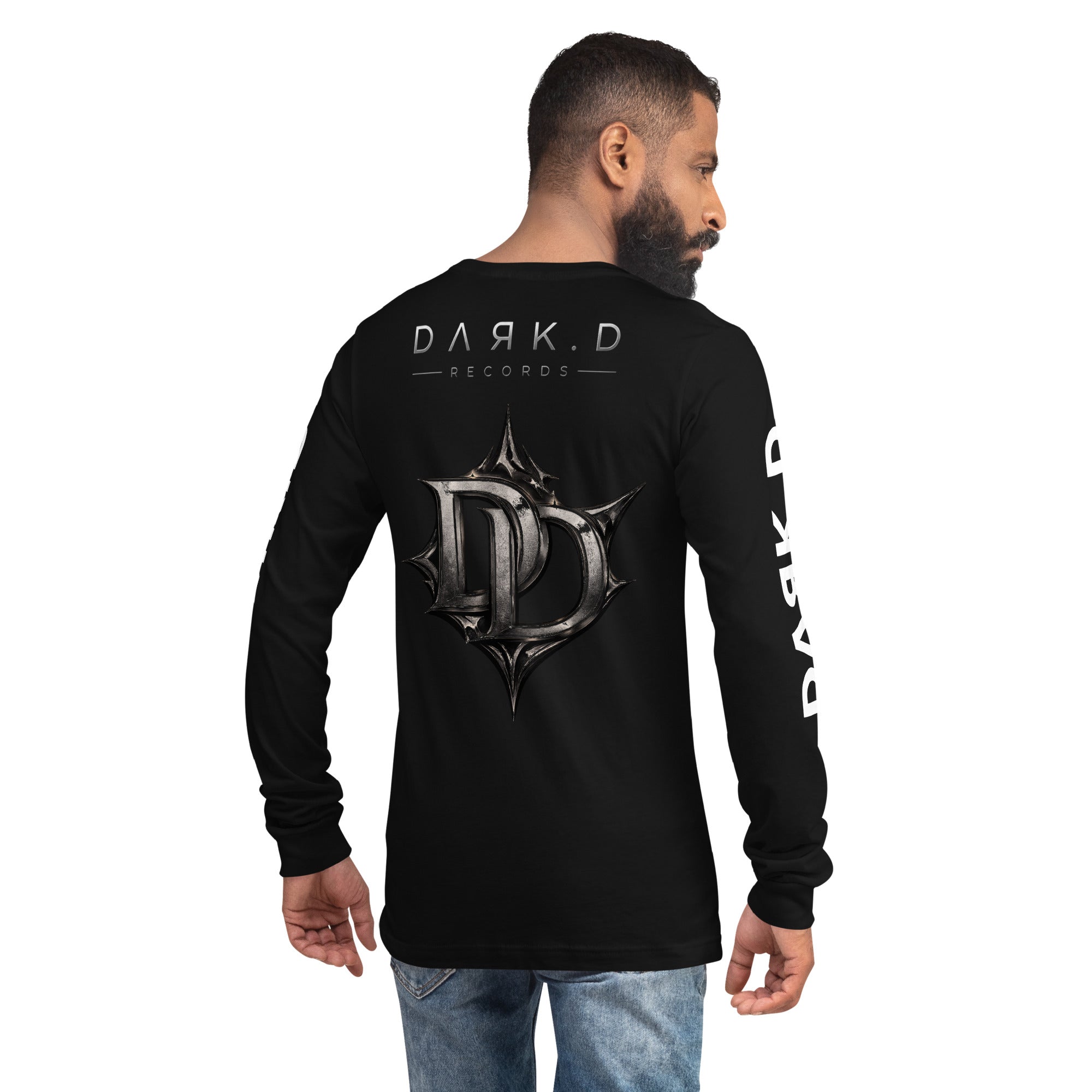 T-shirt manches longues unisexe DARK.D STORE, coloris Black, vue de dos