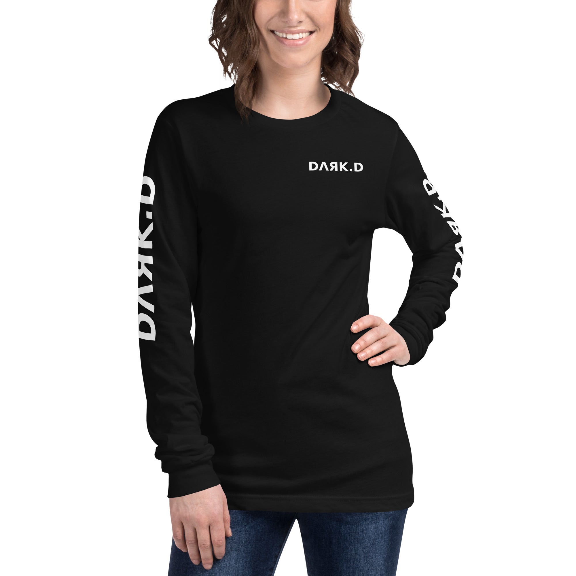 T-shirt manches longues unisexe DARK.D STORE, coloris Black, vue de face