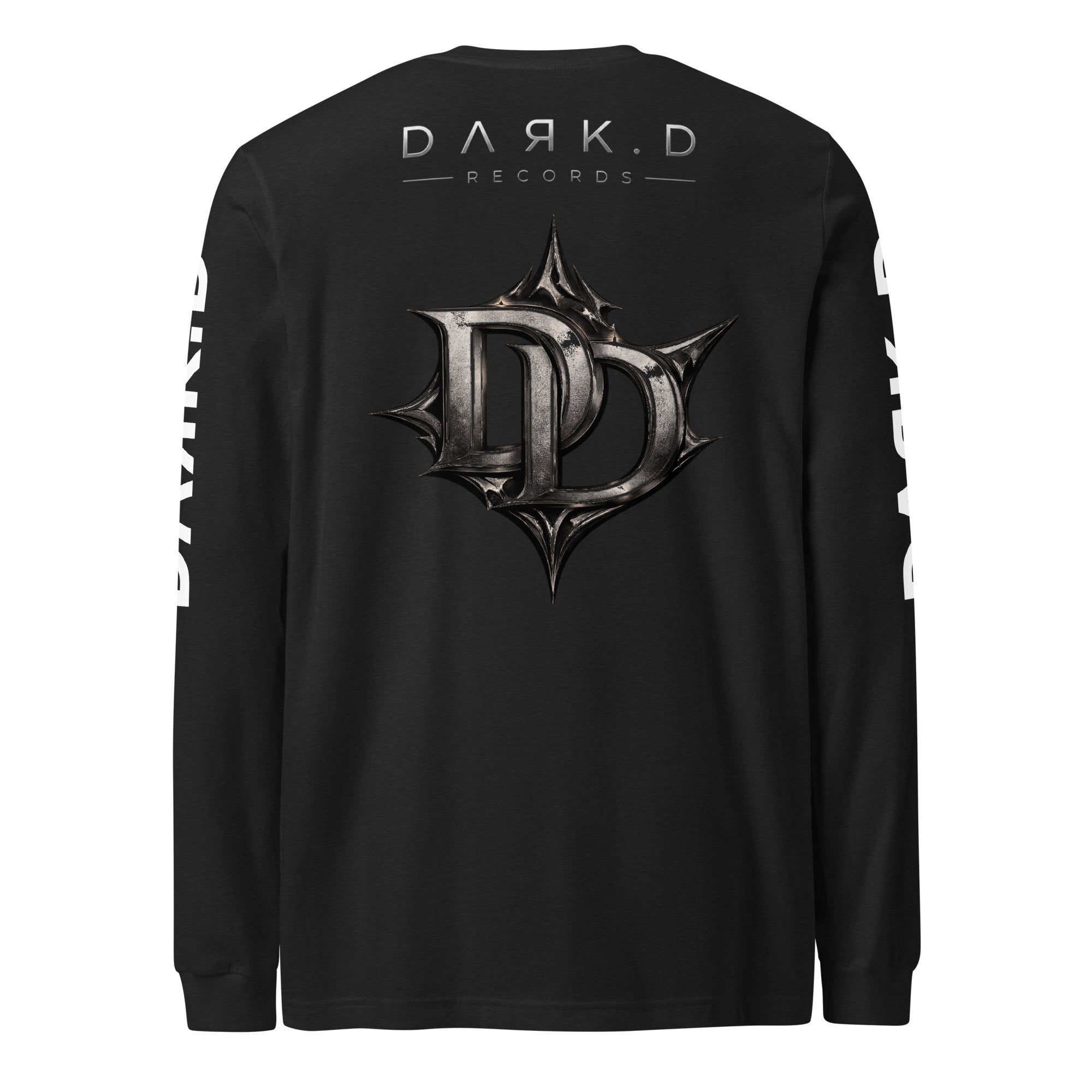 T-shirt manches longues unisexe DARK.D STORE, coloris Black Heather, vue de dos