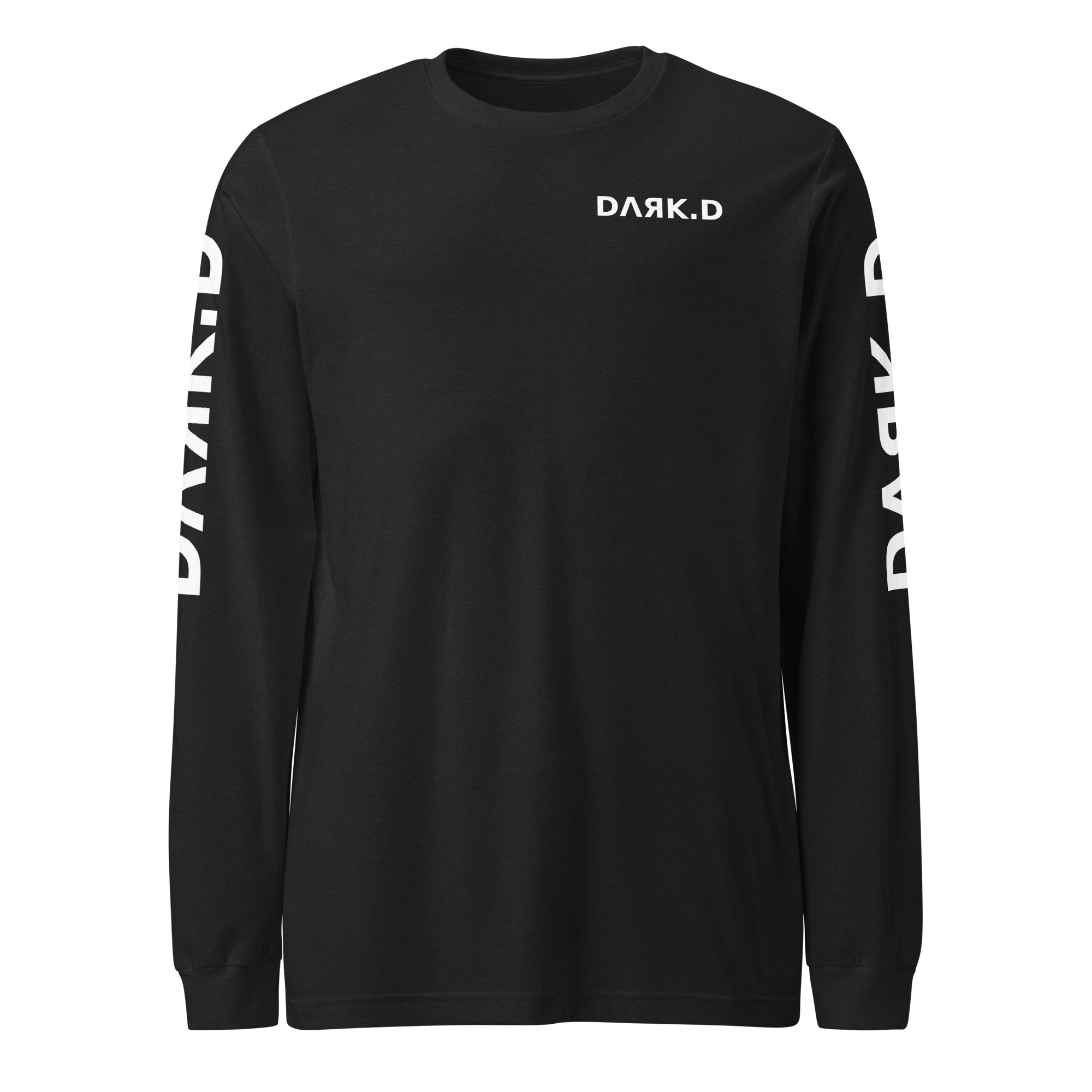 T-shirt manches longues unisexe DARK.D STORE, coloris Black Heather, vue de face