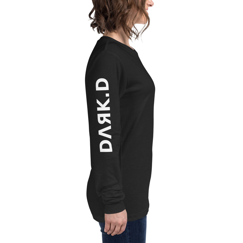 T-shirt manches longues unisexe DARK.D STORE, coloris Black Heather, vue de côté droit