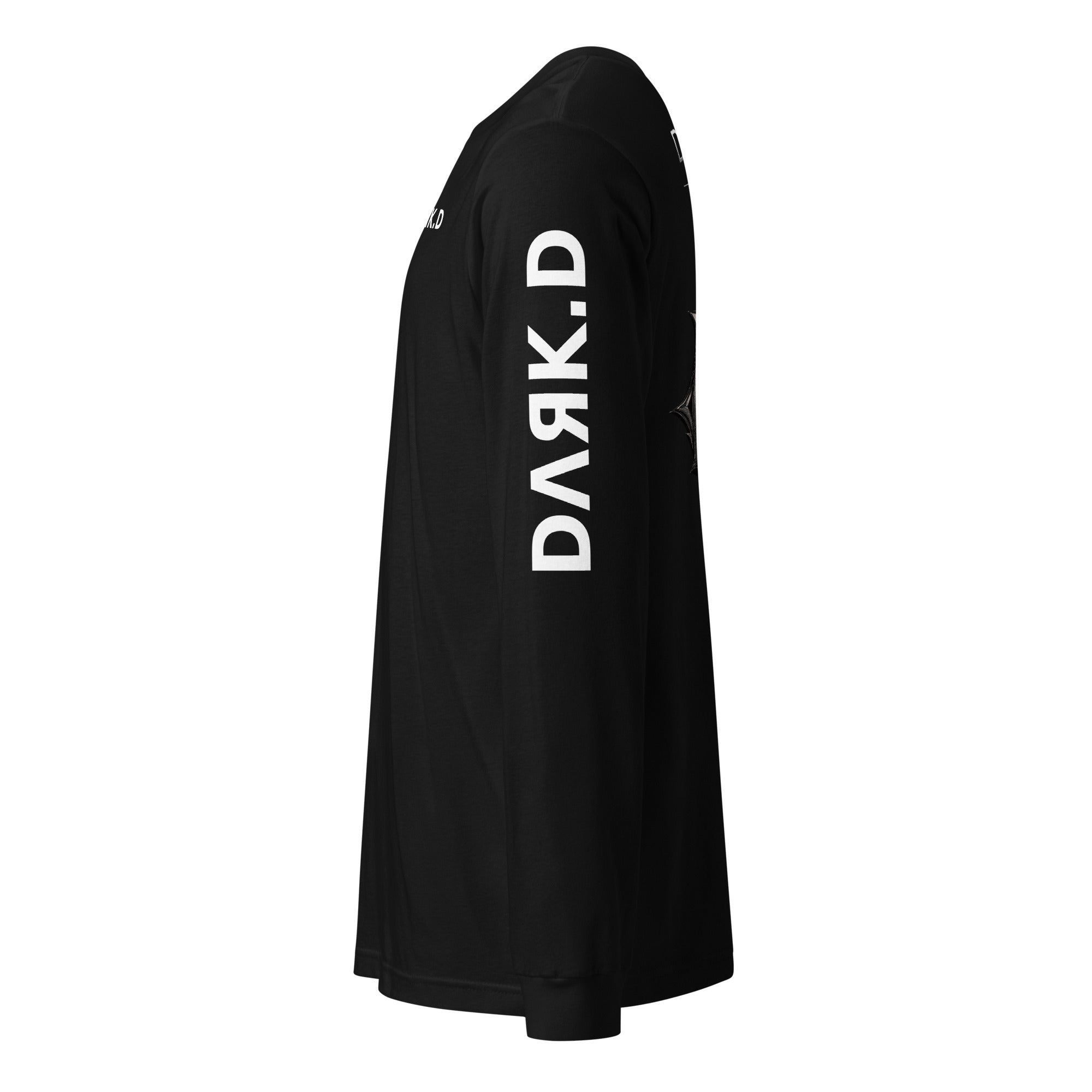 T-shirt manches longues unisexe DARK.D STORE, coloris Black, vue de côté gauche