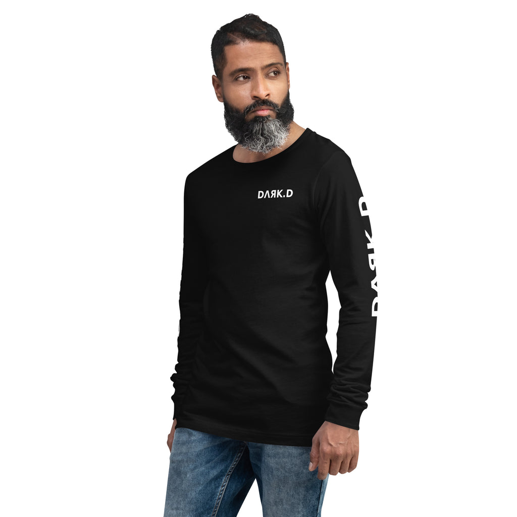 T-shirt manches longues unisexe DARK.D STORE, coloris Black, vue trois-quarts avant gauche