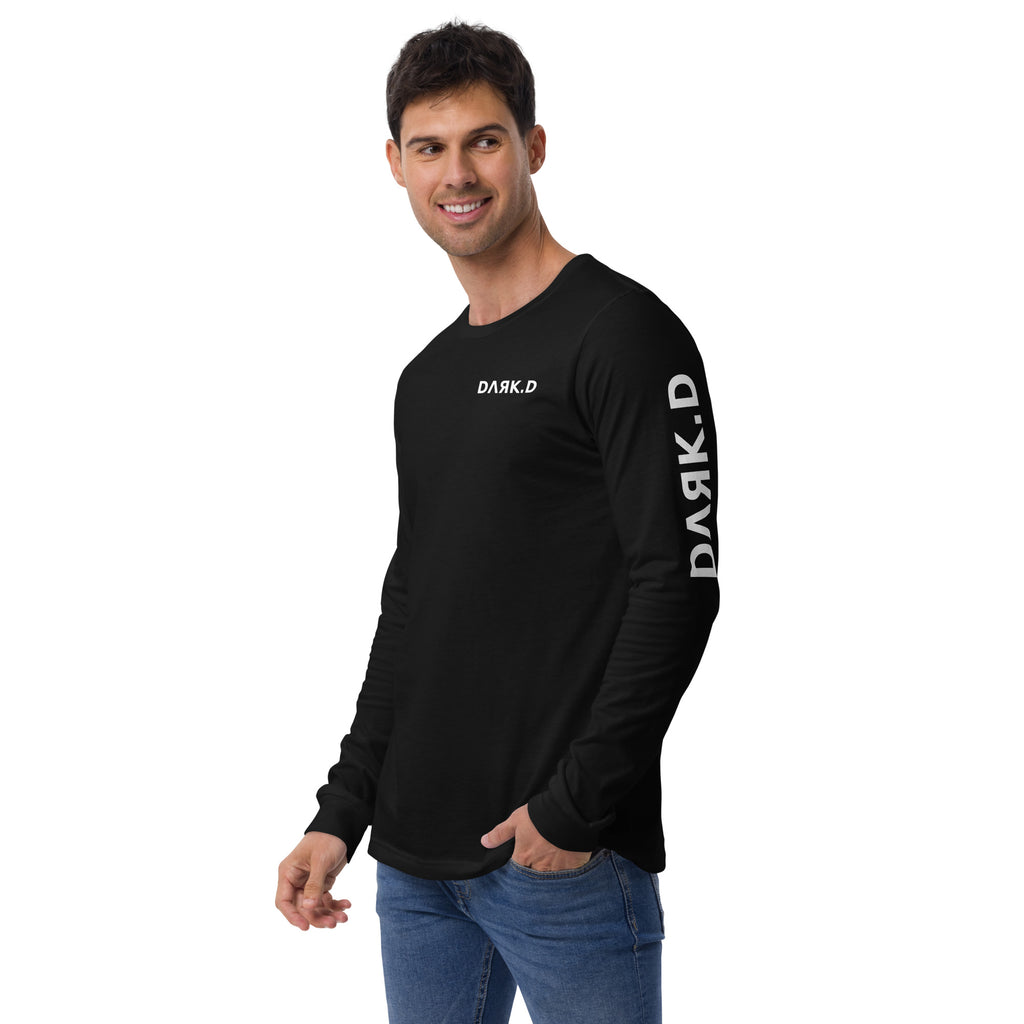 T-shirt manches longues unisexe DARK.D STORE, coloris Black, vue trois-quarts avant gauche