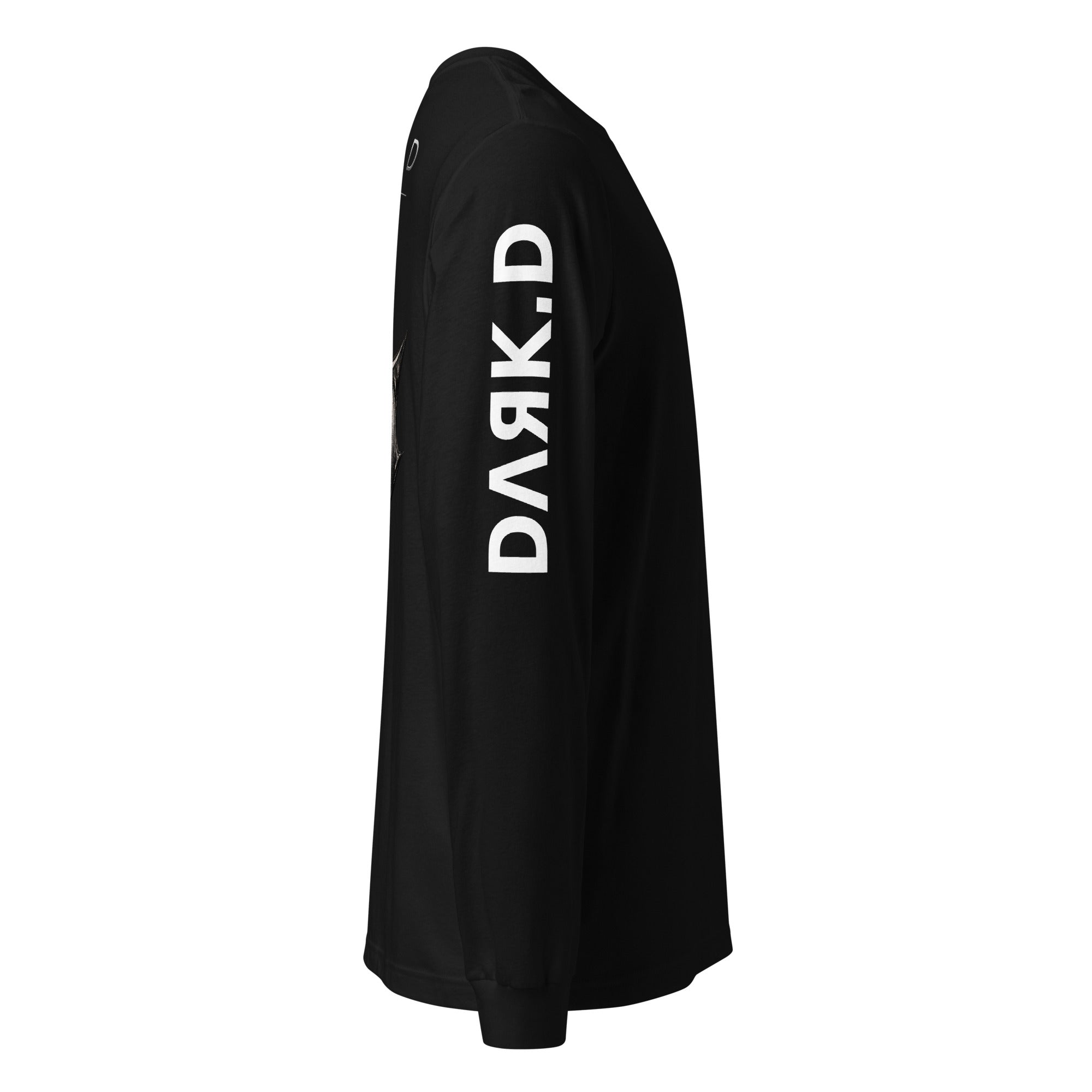 T-shirt manches longues unisexe DARK.D STORE, coloris Black, vue de côté droit