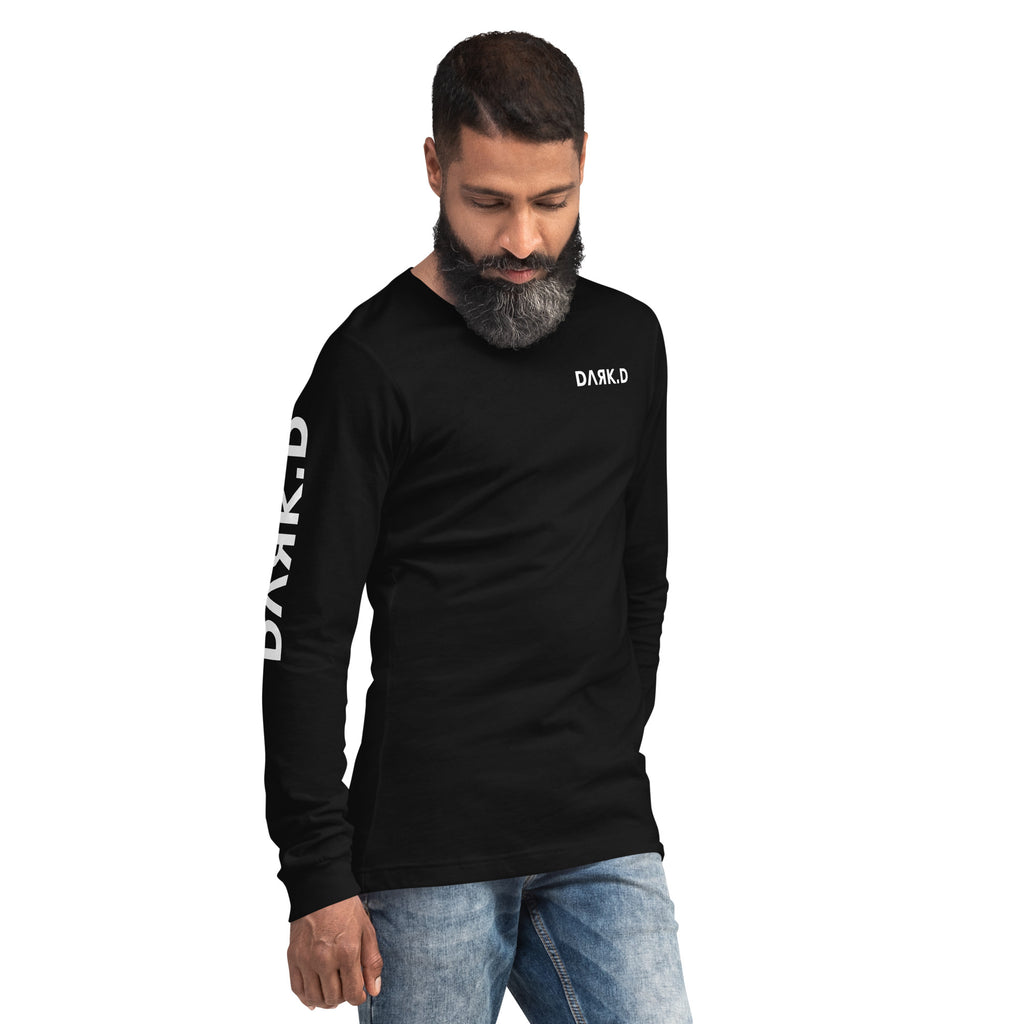 T-shirt manches longues unisexe DARK.D STORE, coloris Black, vue trois-quarts avant droit