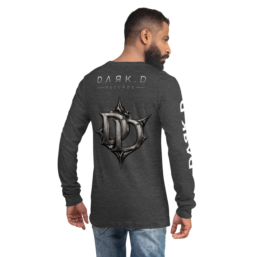 T-shirt manches longues unisexe DARK.D STORE, coloris Dark Grey Heather, vue de dos