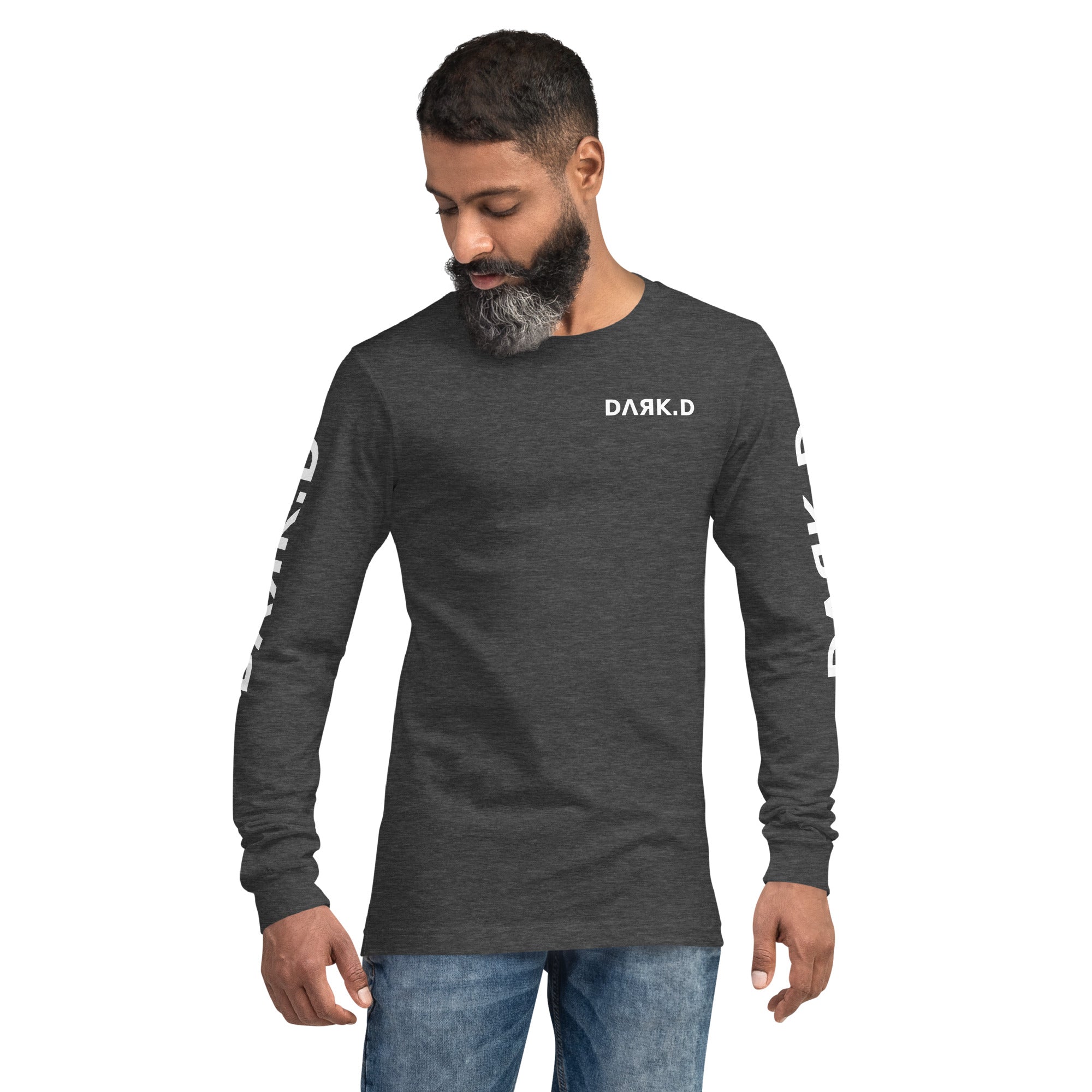 T-shirt manches longues unisexe DARK.D STORE, coloris Dark Grey Heather, vue de face