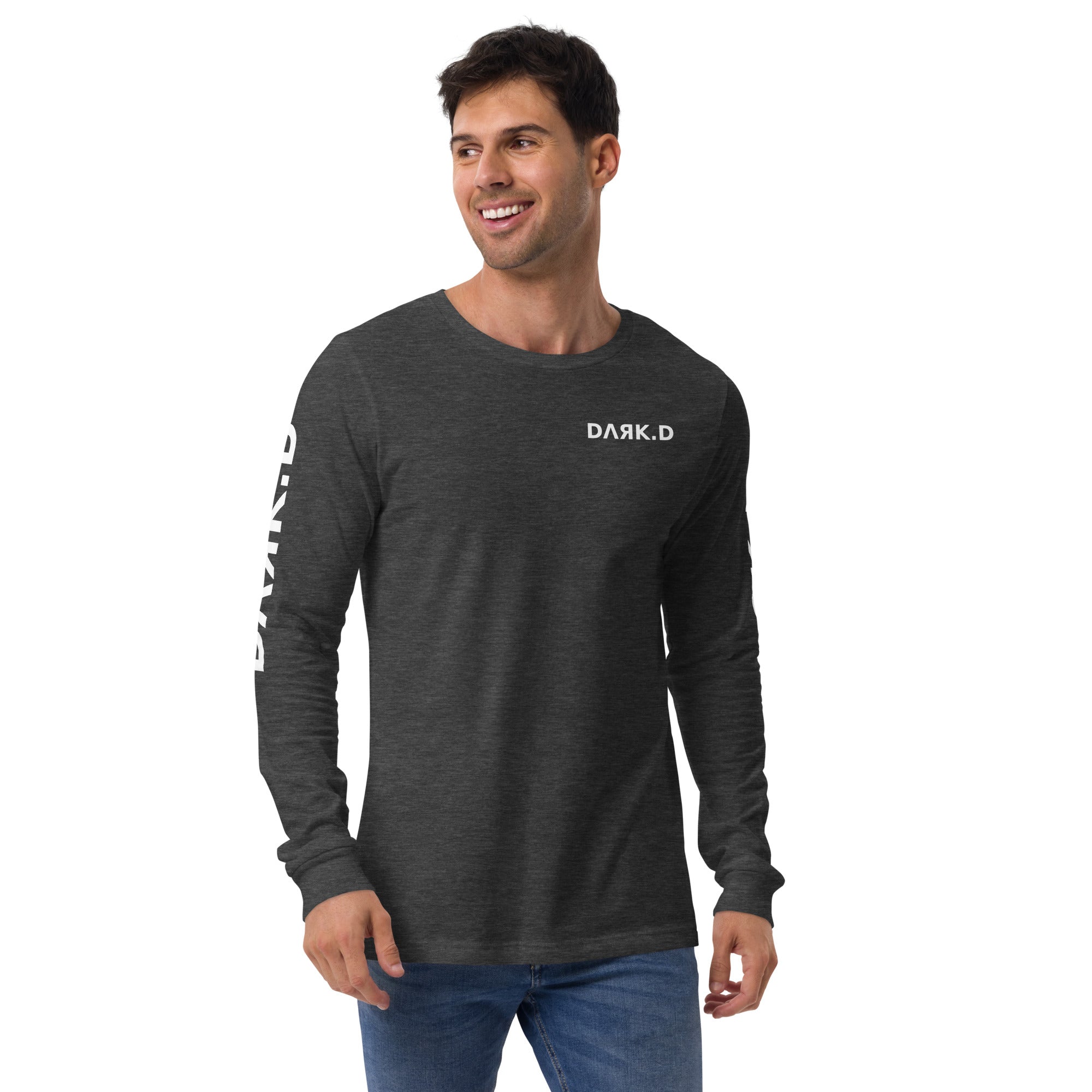 T-shirt manches longues unisexe DARK.D STORE, coloris Dark Grey Heather, vue de face