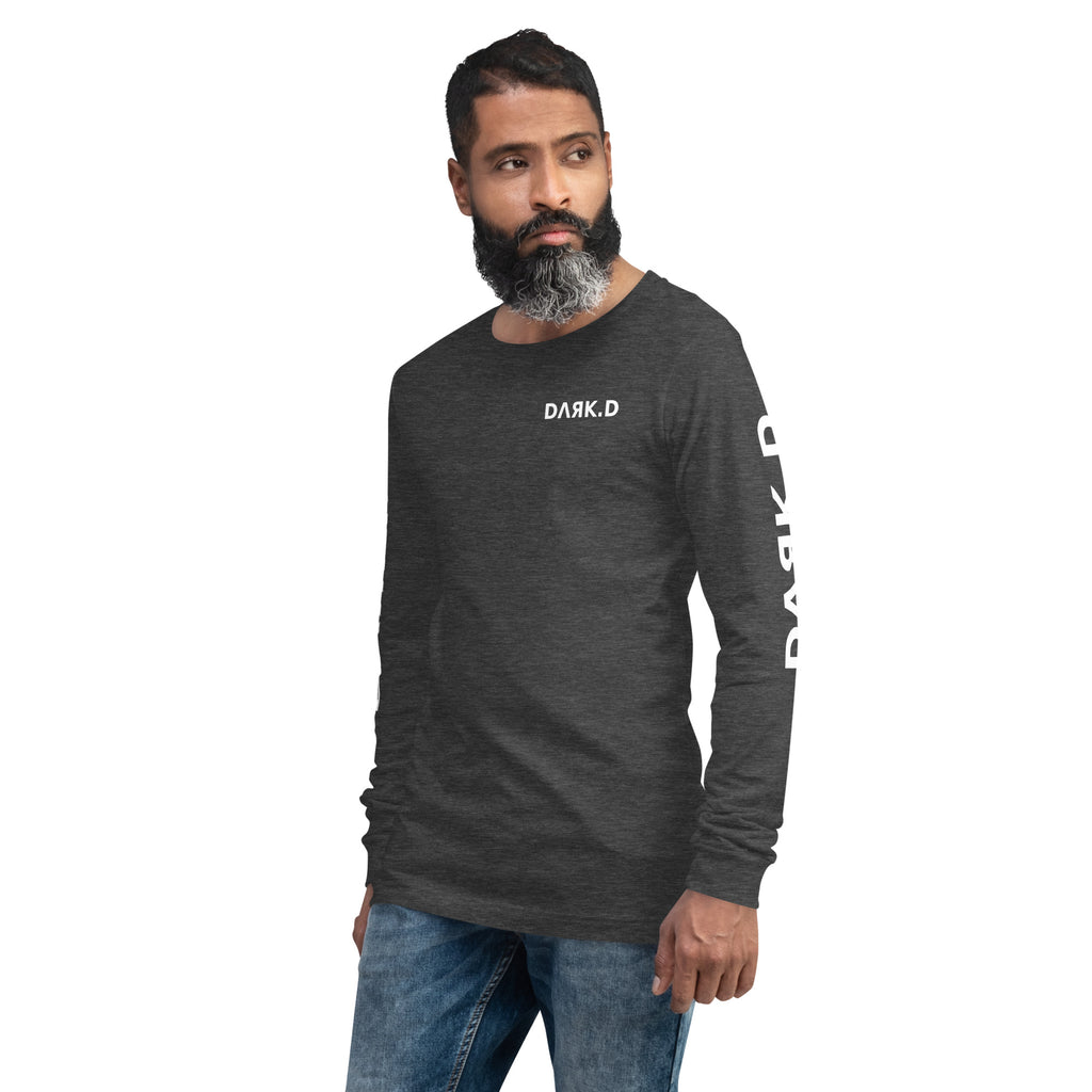 T-shirt manches longues unisexe DARK.D STORE, coloris Dark Grey Heather, vue trois-quarts avant gauche