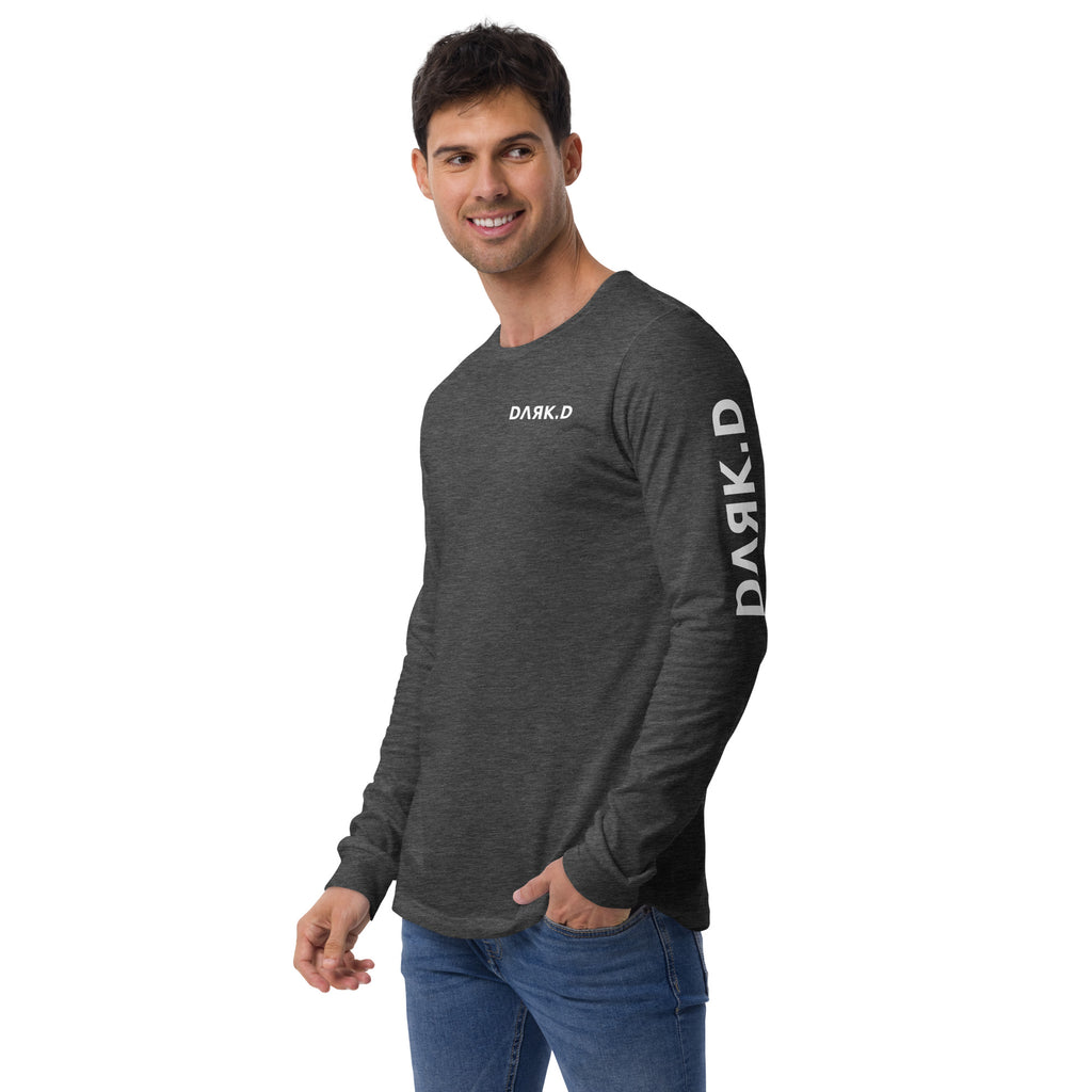 T-shirt manches longues unisexe DARK.D STORE, coloris Dark Grey Heather, vue trois-quarts avant gauche