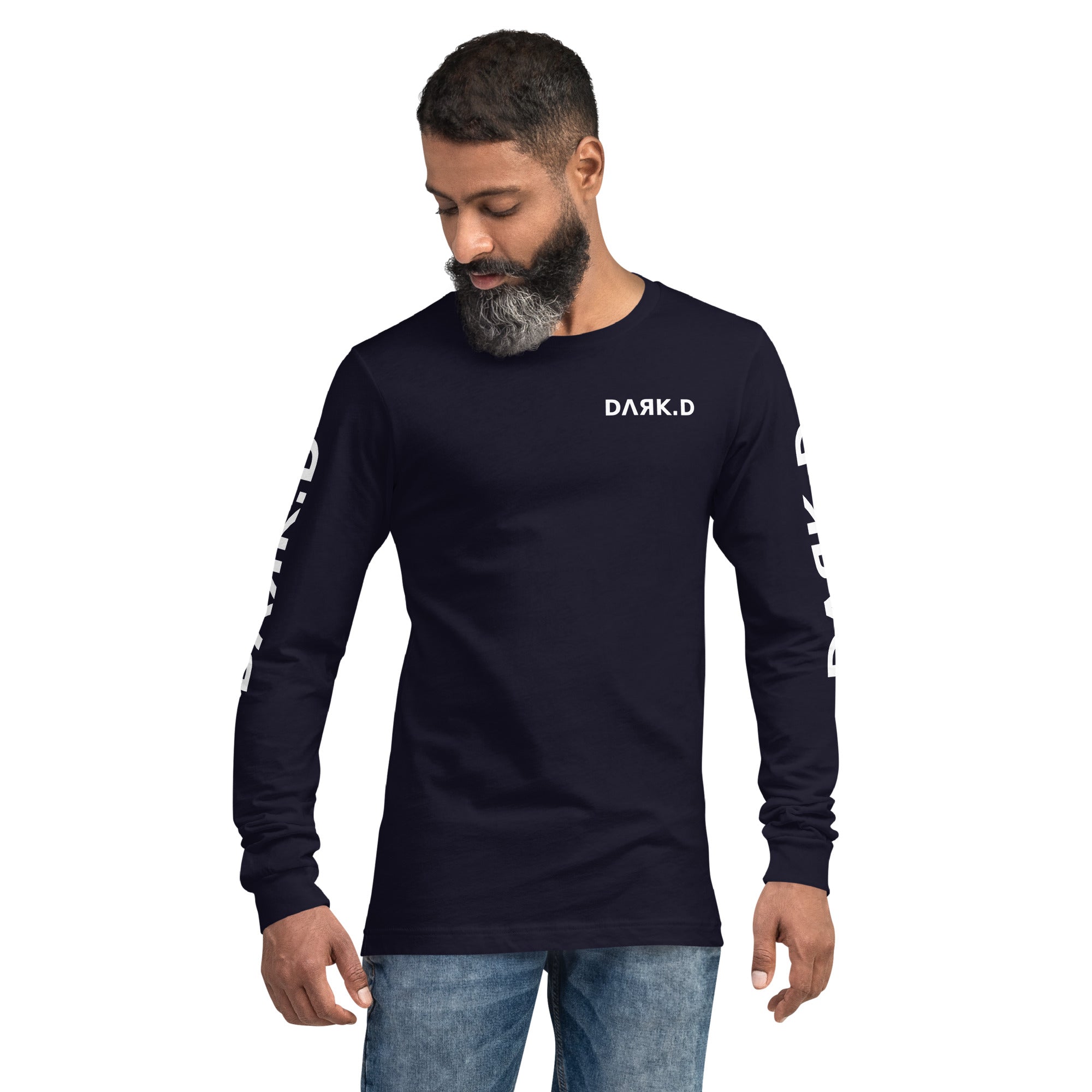 T-shirt manches longues unisexe DARK.D STORE, coloris Navy, vue de face