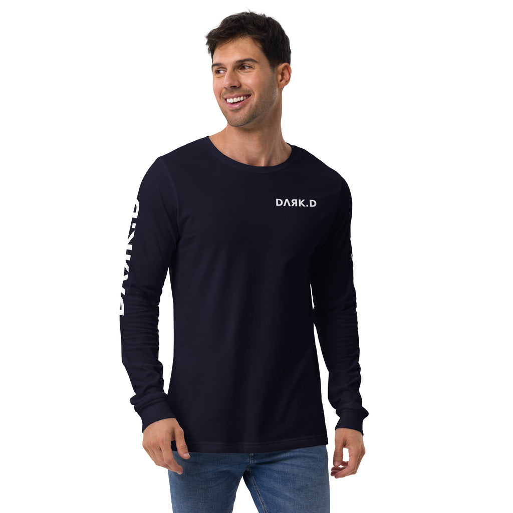 T-shirt manches longues unisexe DARK.D STORE, coloris Navy, vue de face
