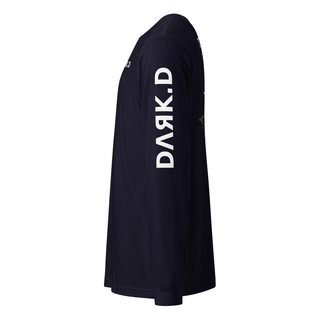 T-shirt manches longues unisexe DARK.D STORE, coloris Navy, vue de côté gauche