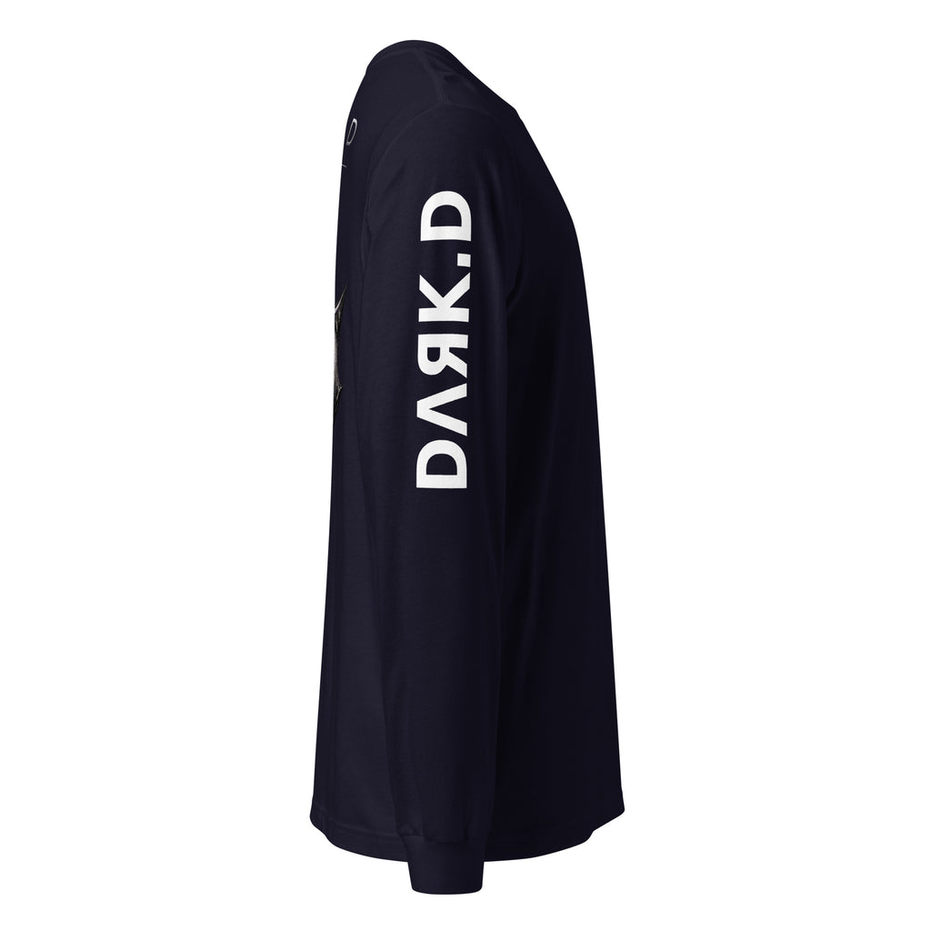 T-shirt manches longues unisexe DARK.D STORE, coloris Navy, vue de côté droit