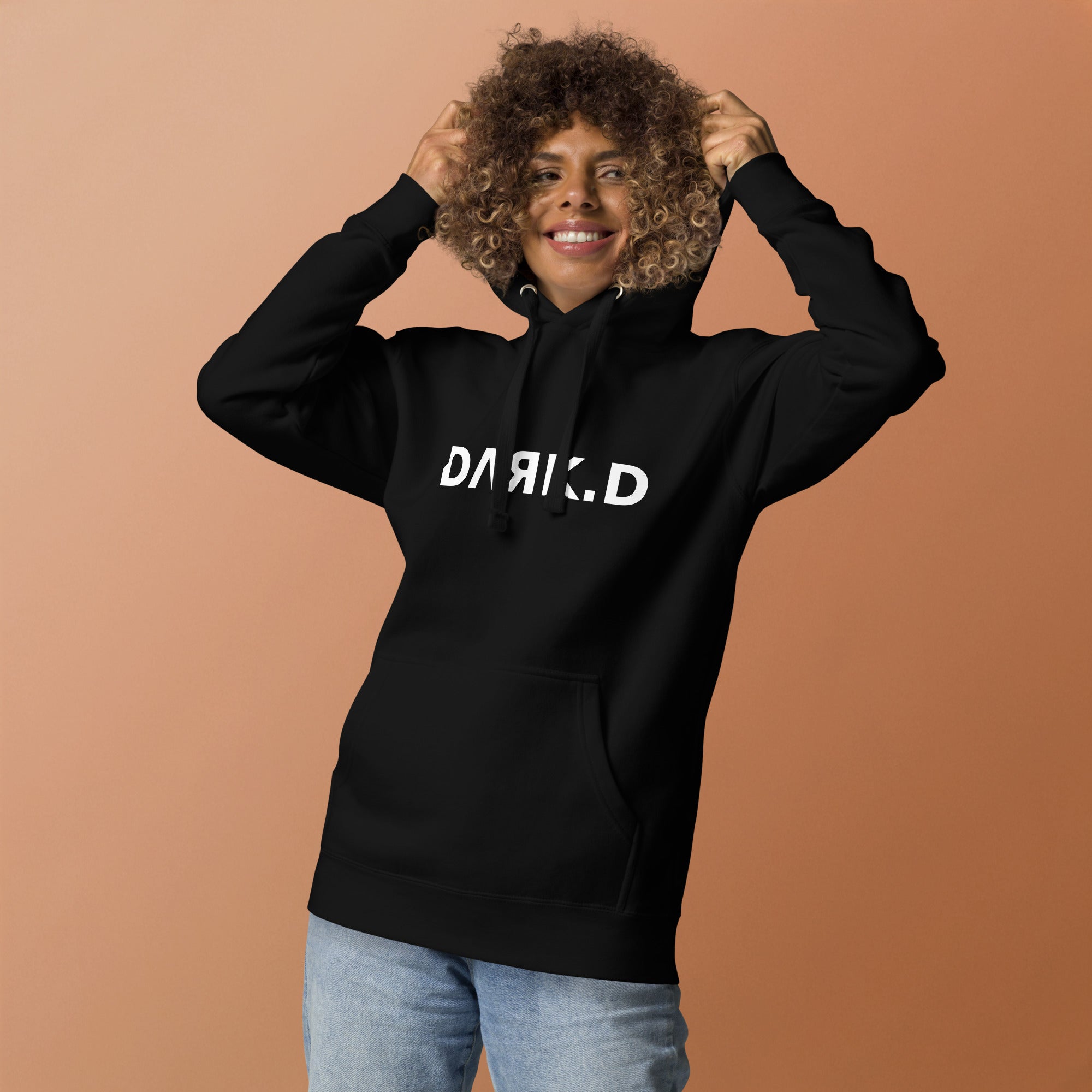 Hoodie Premium Unisexe Dark. D noir - vue de face (détail)