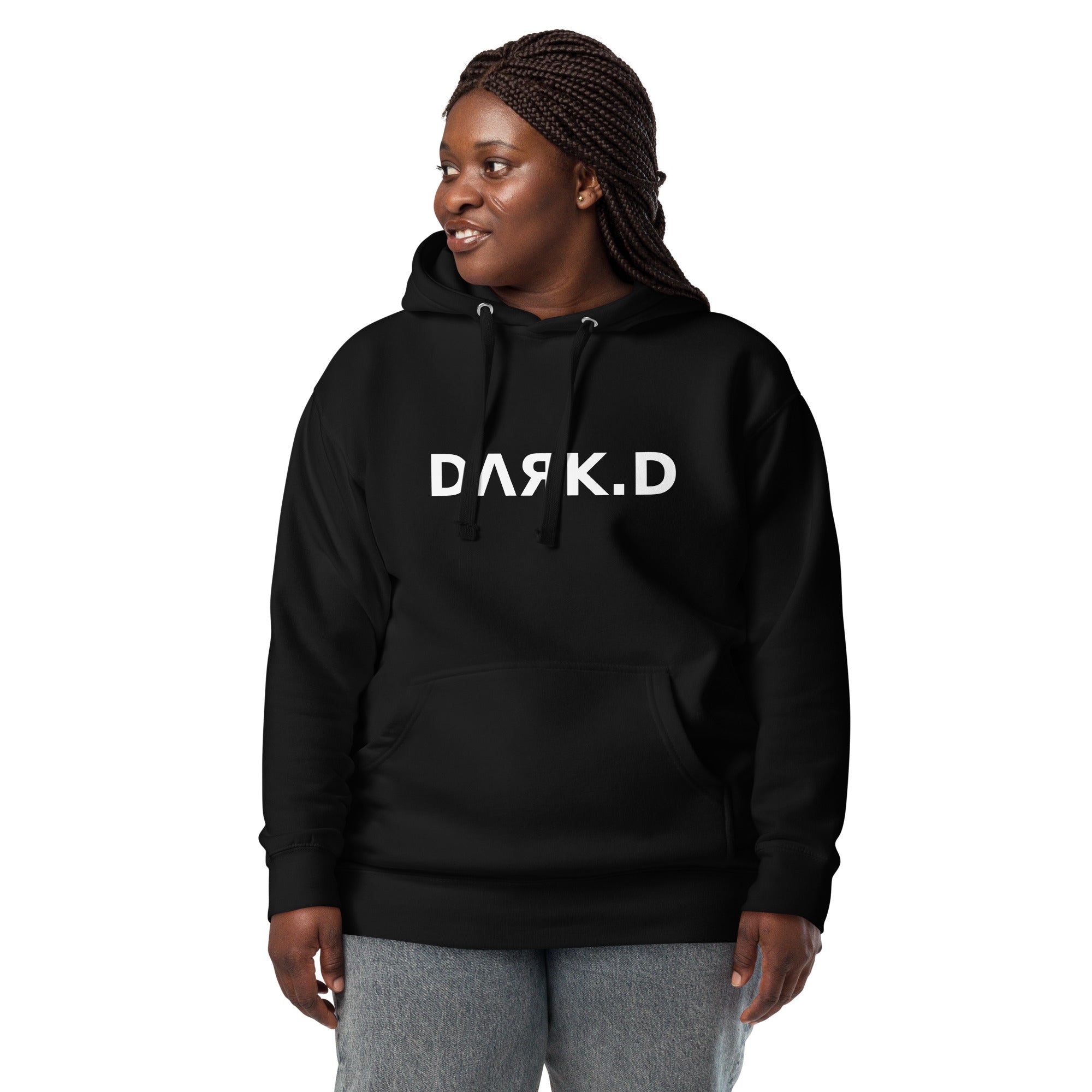 Hoodie Premium Unisexe Dark. D noir - vue de face