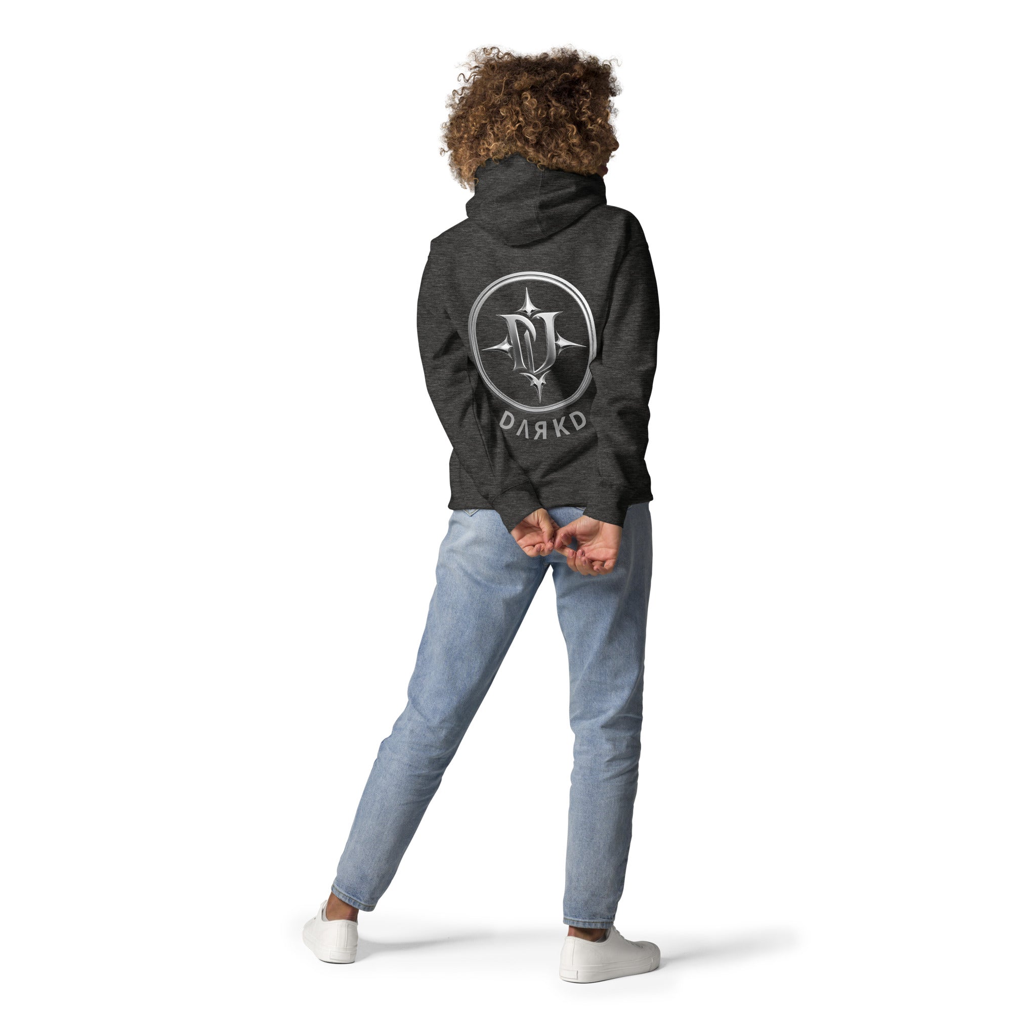 Hoodie Premium Unisexe Dark. D gris chiné - vue de dos