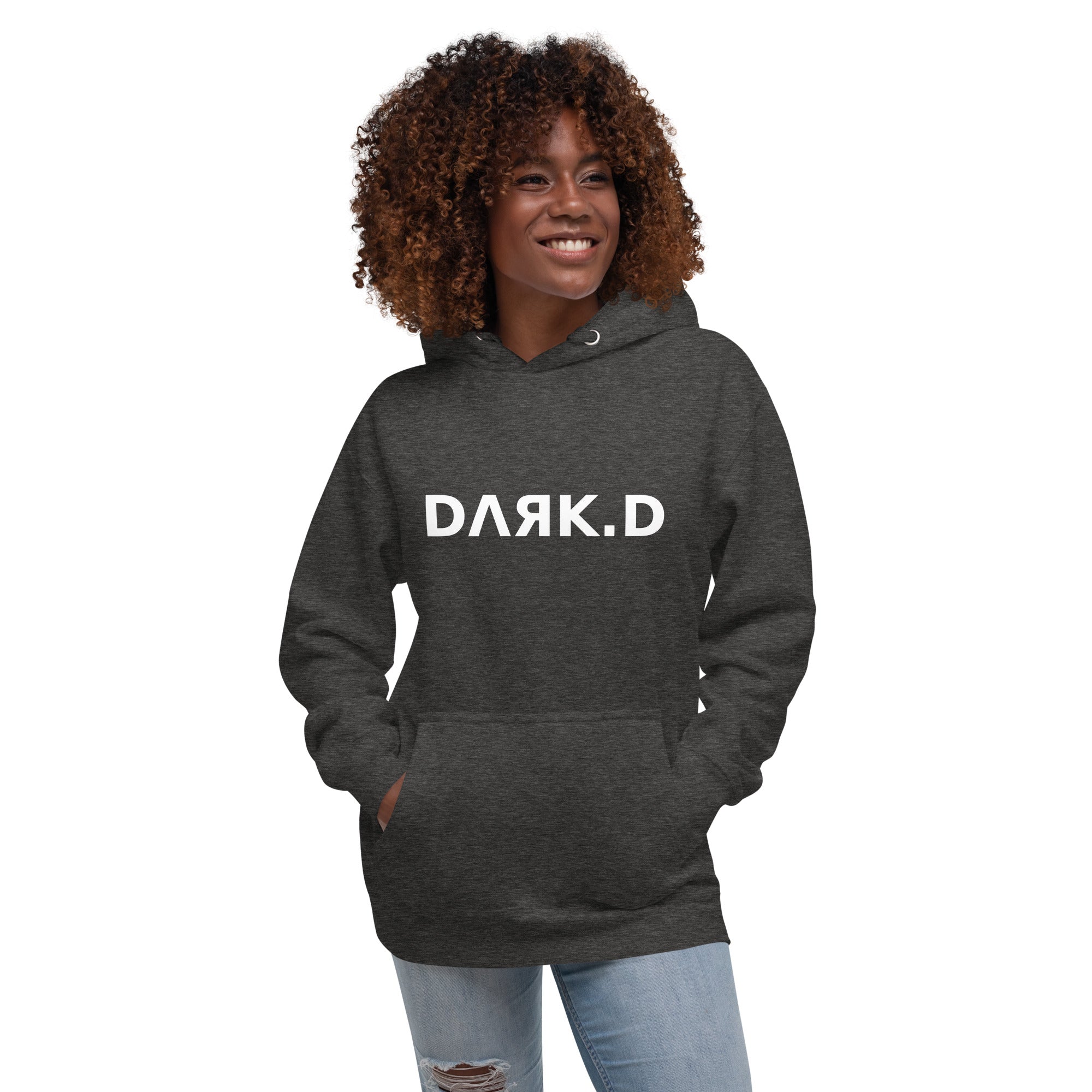 Hoodie Premium Unisexe Dark. D gris chiné - vue de face