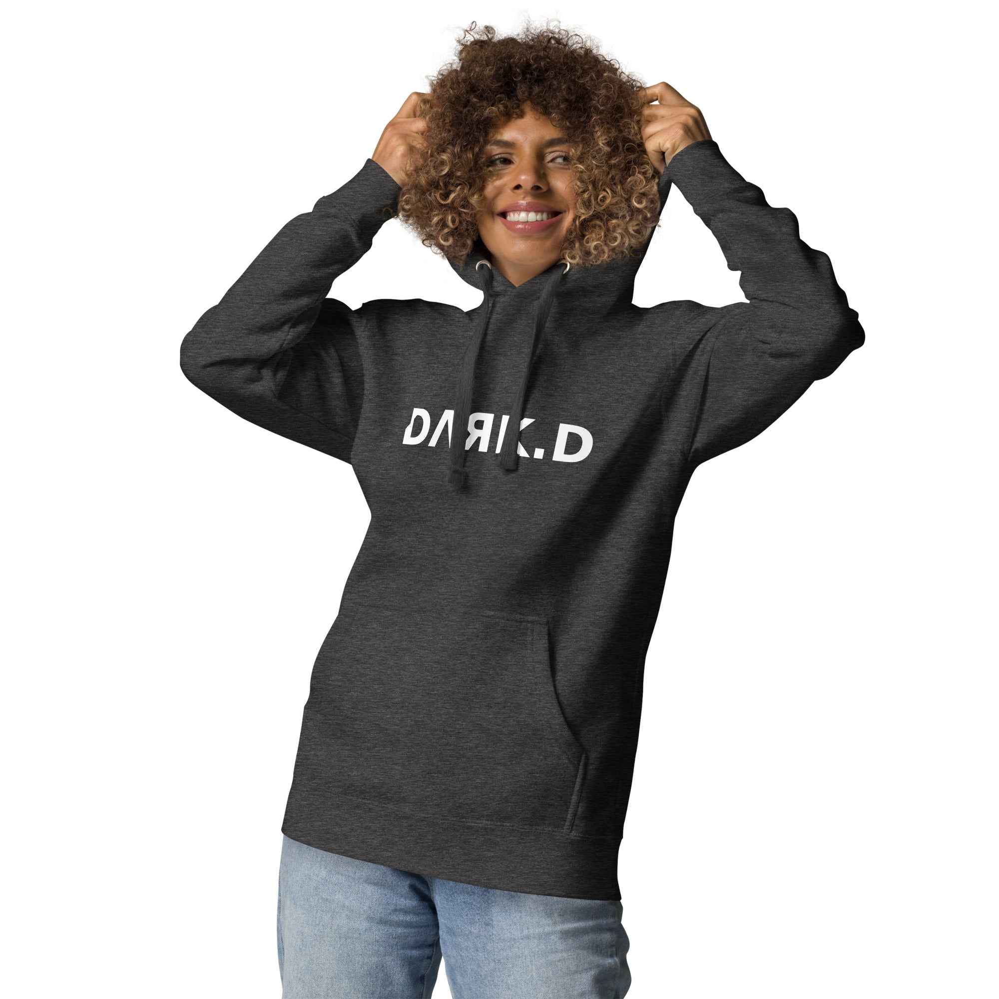 Hoodie Premium Unisexe Dark. D gris chiné - vue de face