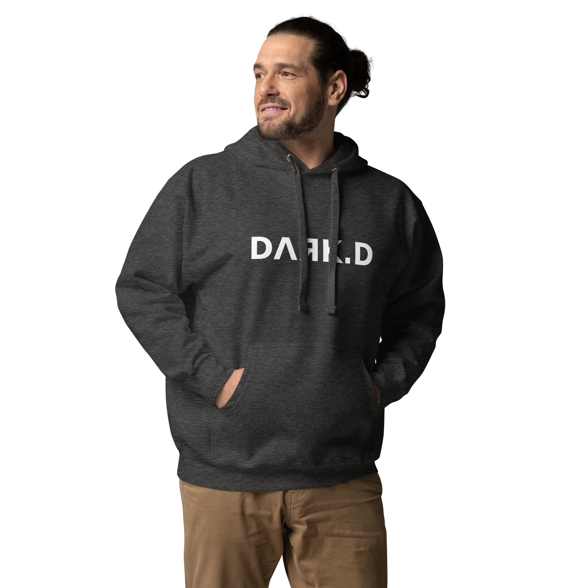 Hoodie Premium Unisexe Dark. D gris chiné - vue de face