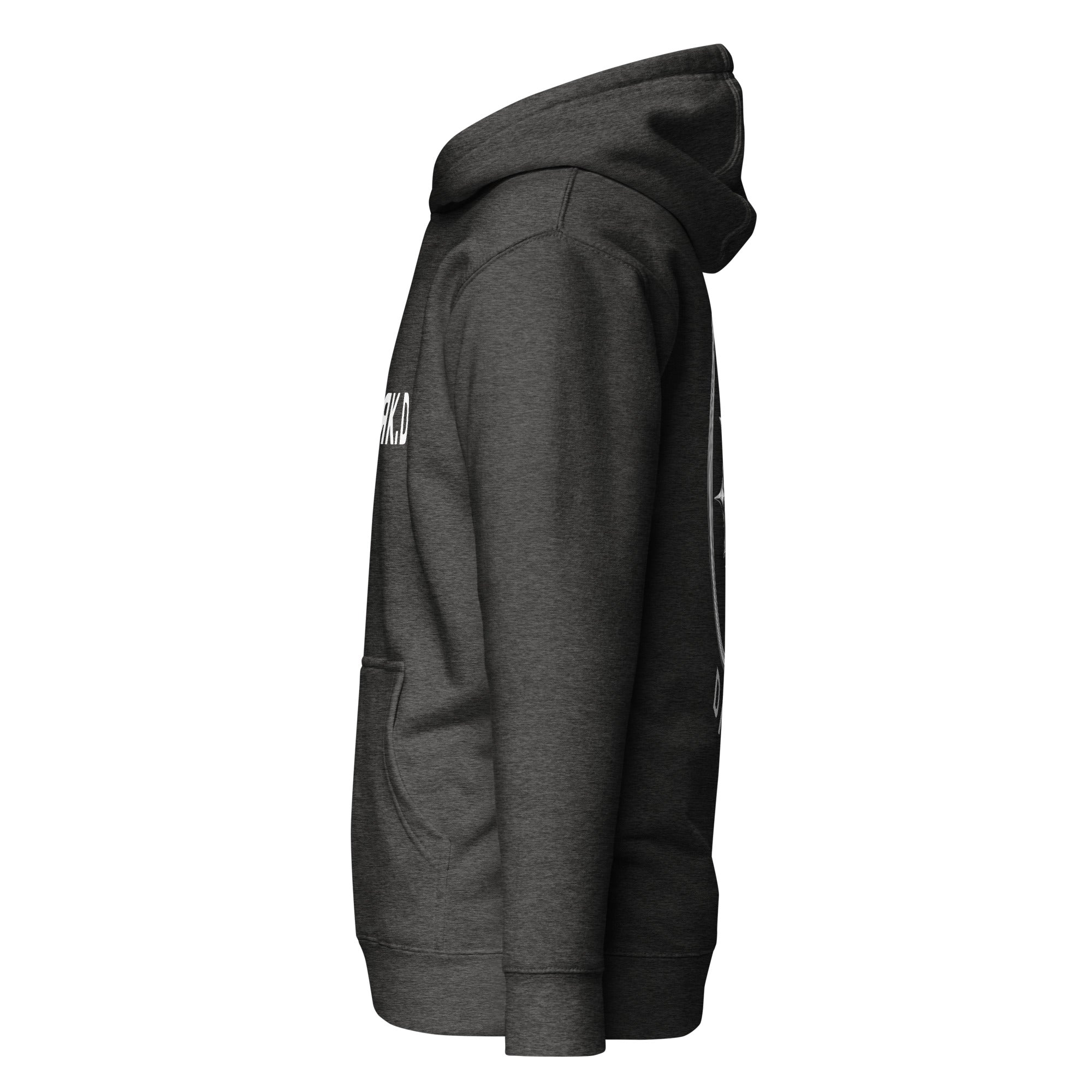 Hoodie Premium Unisexe Dark. D gris chiné - vue de profil gauche
