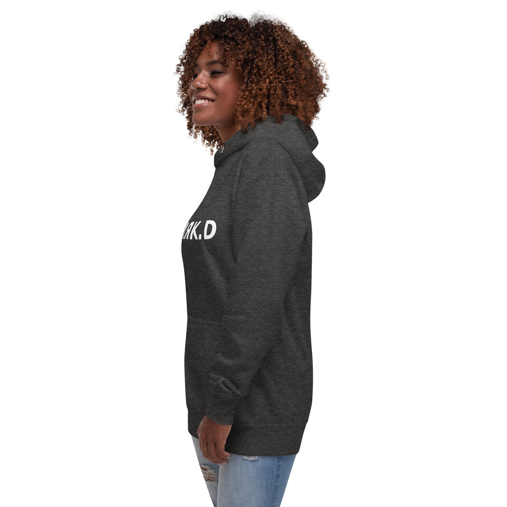Hoodie Premium Unisexe Dark. D gris chiné - vue trois-quarts gauche