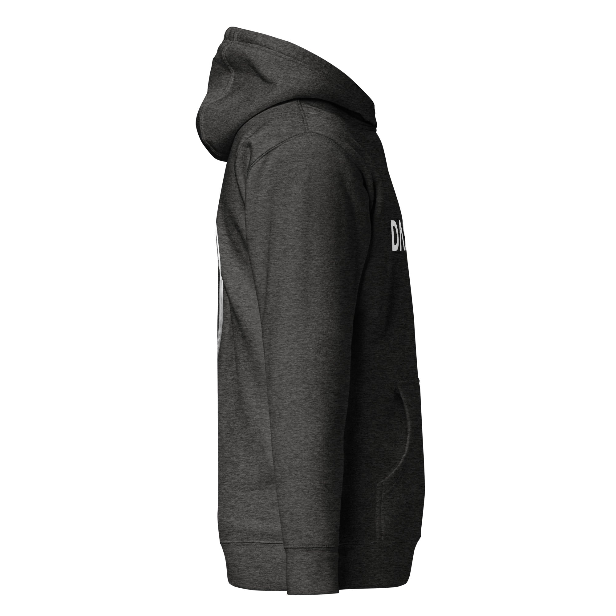 Hoodie Premium Unisexe Dark. D gris chiné - vue de profil droit