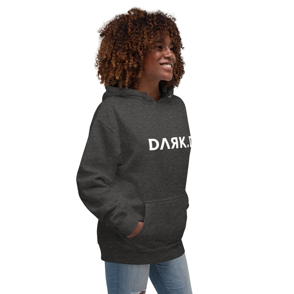 Hoodie Premium Unisexe Dark. D gris chiné - vue trois-quarts droit