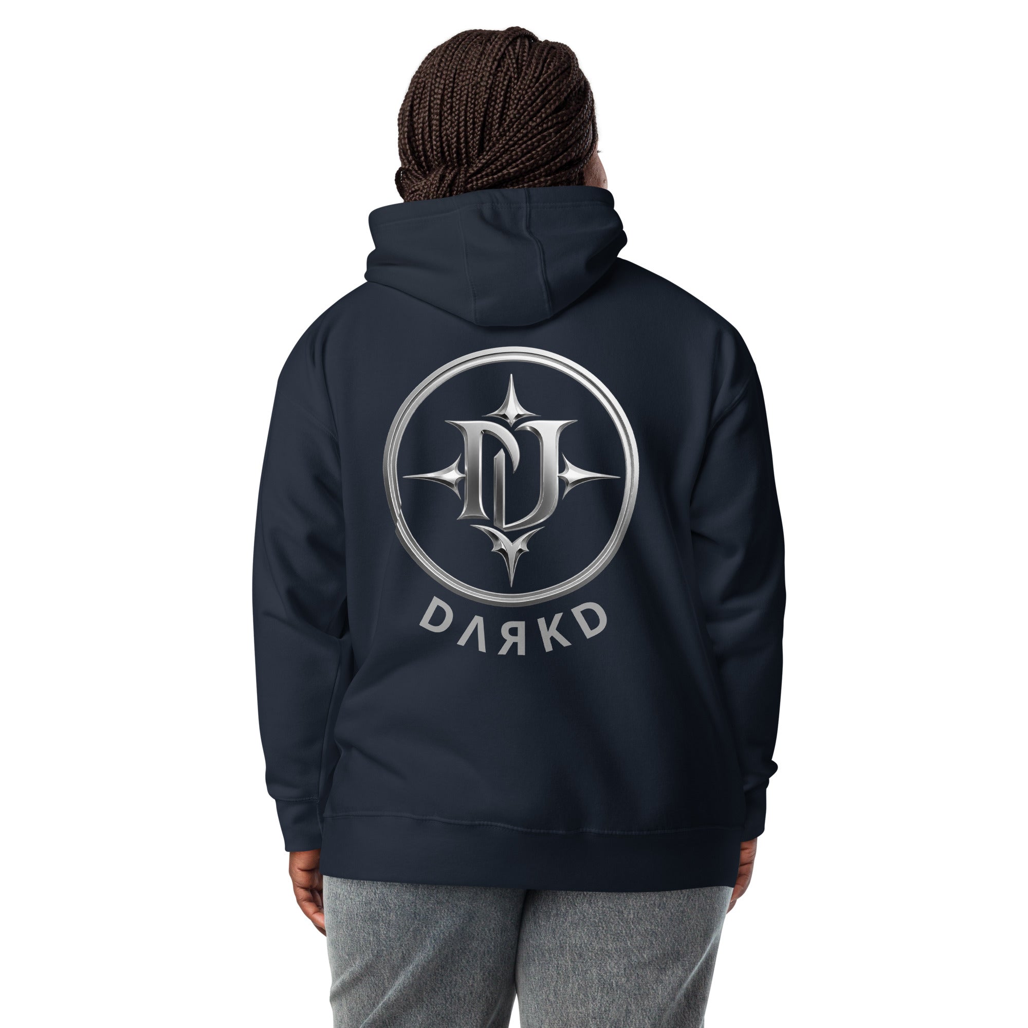 Hoodie Premium Unisexe Dark. D bleu marine - vue de dos