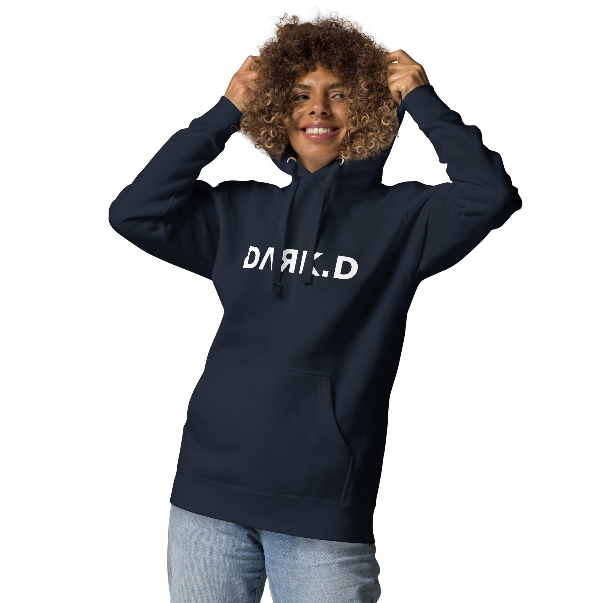 Hoodie Premium Unisexe Dark. D bleu marine - vue de face